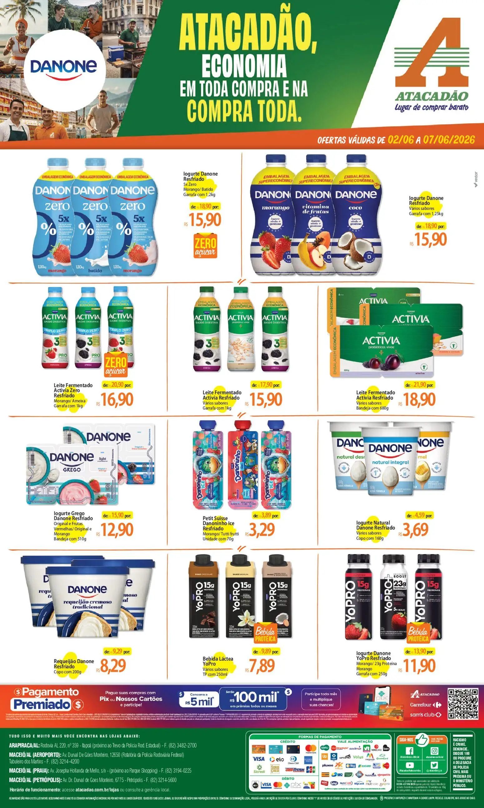 Pré-Visualização do folheto "Atacadão ofertas - AL" da loja Atacadão válido a partir de 02/06/2026 - Coco, Chocolate, Frutas, Probióticos, Proteína, Poá, Bandeja, Leite fermentado