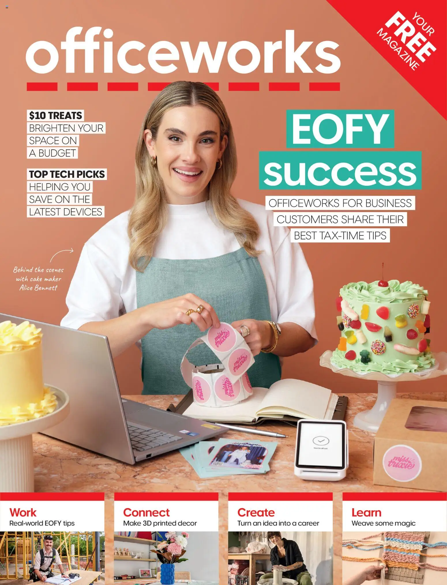 Preview of catalogue Officeworks magazine from shop Officeworks valid 08/05/2026 - Decor, Magazine, Cake