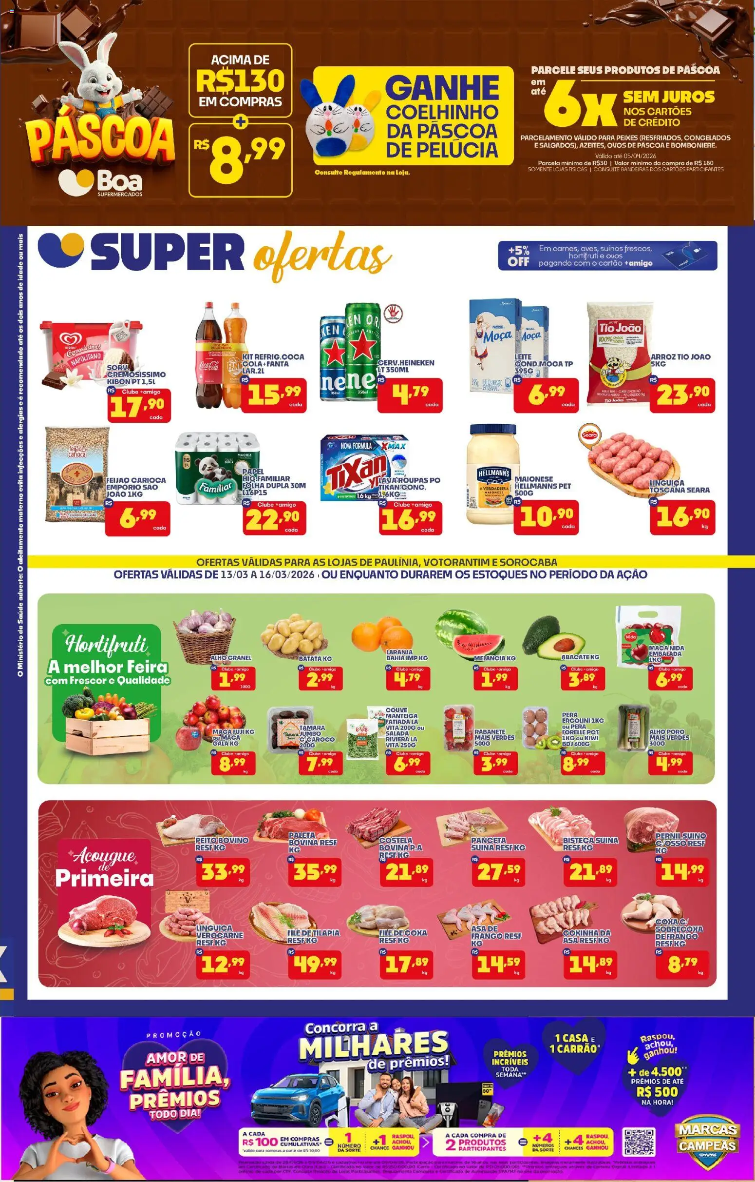 Pré-Visualização do folheto "Boa Supermercados - Ofertas da semana" da loja Boa Supermercados válido a partir de 13/03/2026 - Roupas, Kiwi, Melancia, Ovos, Pera, Abacate, Manteiga, Pelúcia