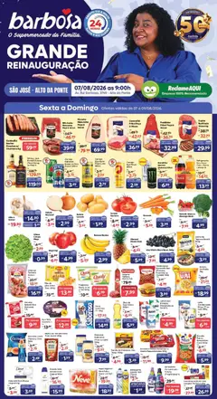 Pré-Visualização do folheto "Barbosa Supermercados ofertas Reinauguração" da loja Barbosa Supermercados válido a partir de 07/08/2026