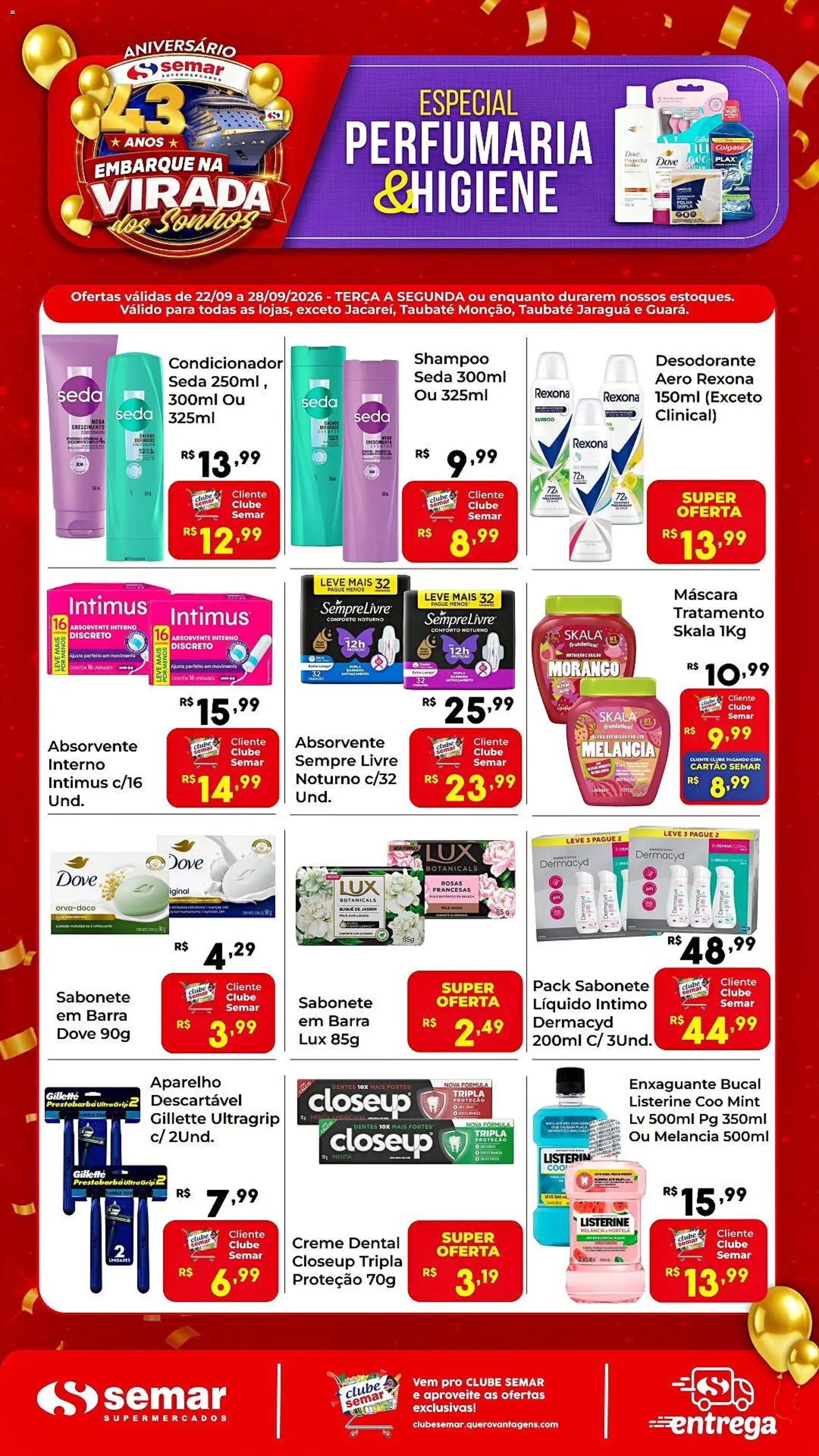 Pré-Visualização do folheto "Semar Supermercado ofertas Perfumaria e Higiene" da loja Semar Supermercado válido a partir de 22/09/2026