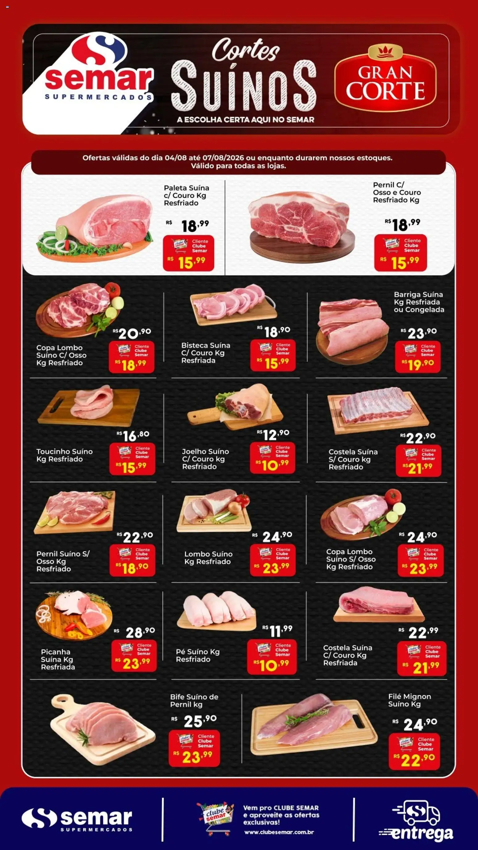 Pré-Visualização do folheto "Semar Supermercado ofertas Suínos" da loja Semar Supermercado válido a partir de 04/08/2026