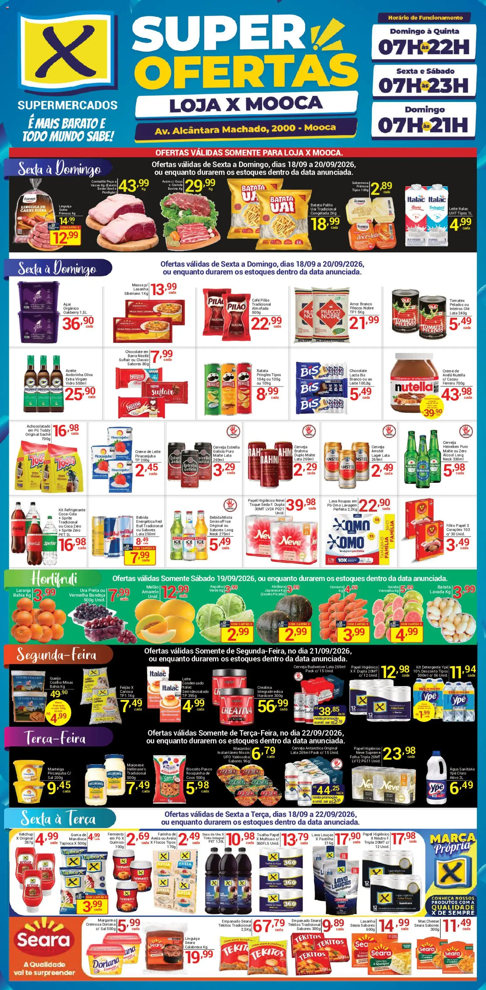 Pré-Visualização do folheto "X Supermercados ofertas Mooca" da loja X Supermercados válido a partir de 18/09/2026