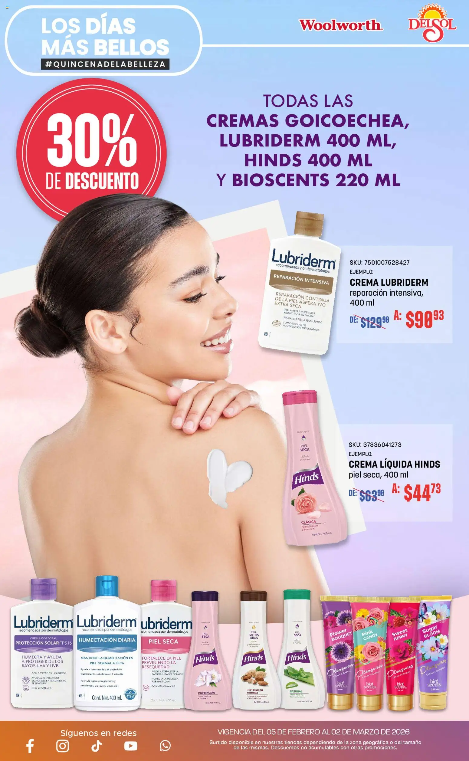 Vista previa las ofertas de la tienda Del Sol y Woolworth - Catálogo desde el 05/02/2026 - Uva, Crema, Crema corporal, Cápsulas