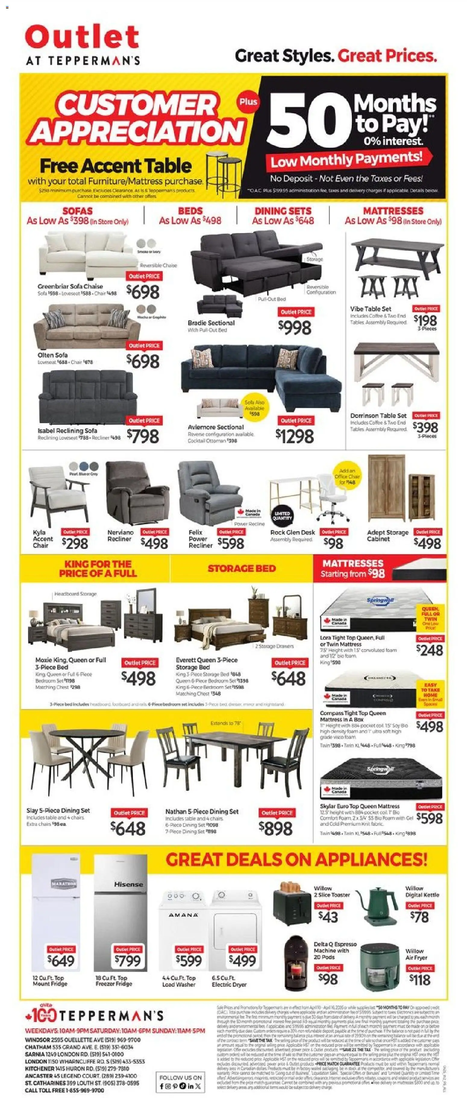Preview of leaflet Tepperman's outlet from shop Tepperman's is valid from Apr 10, 2026