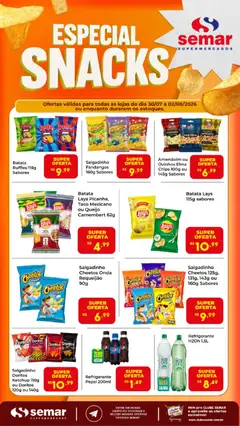 Pré-Visualização do folheto "Semar Supermercado ofertas Snacks" da loja Semar Supermercado válido a partir de 30/07/2026