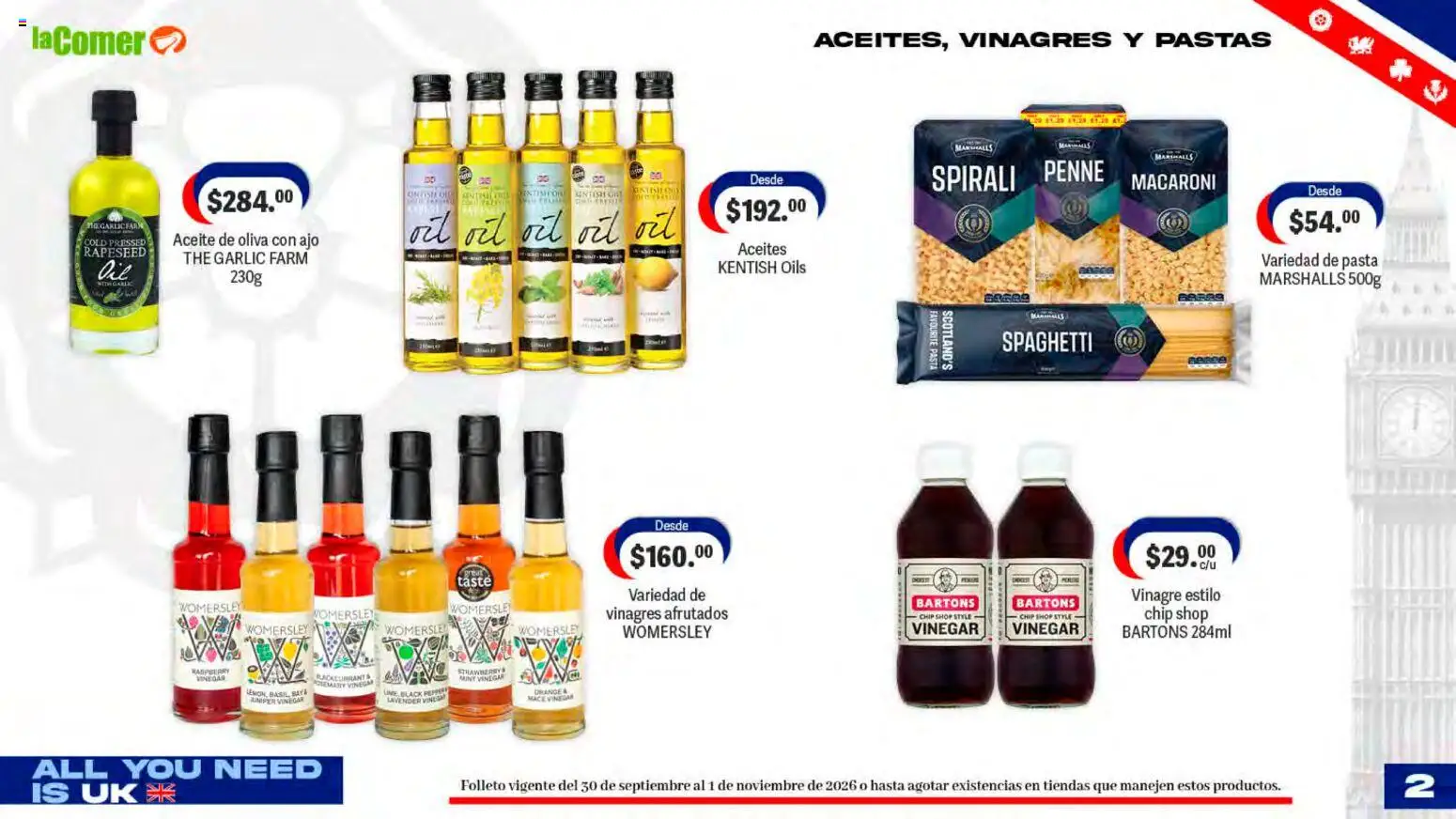 Vista previa las ofertas de la tienda La Comer - La Comer folleto desde el 30/09/2026 - Aceite de oliva, Pasta, Aceite, Ajo, Vinagre