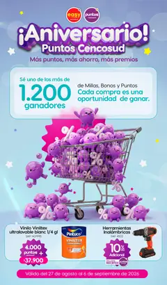  Vista previa del prospecto Easy Catálogo Aniversario Puntos Cencosud del almacen Easy válida del 27/08/2026 al 06/09/2026