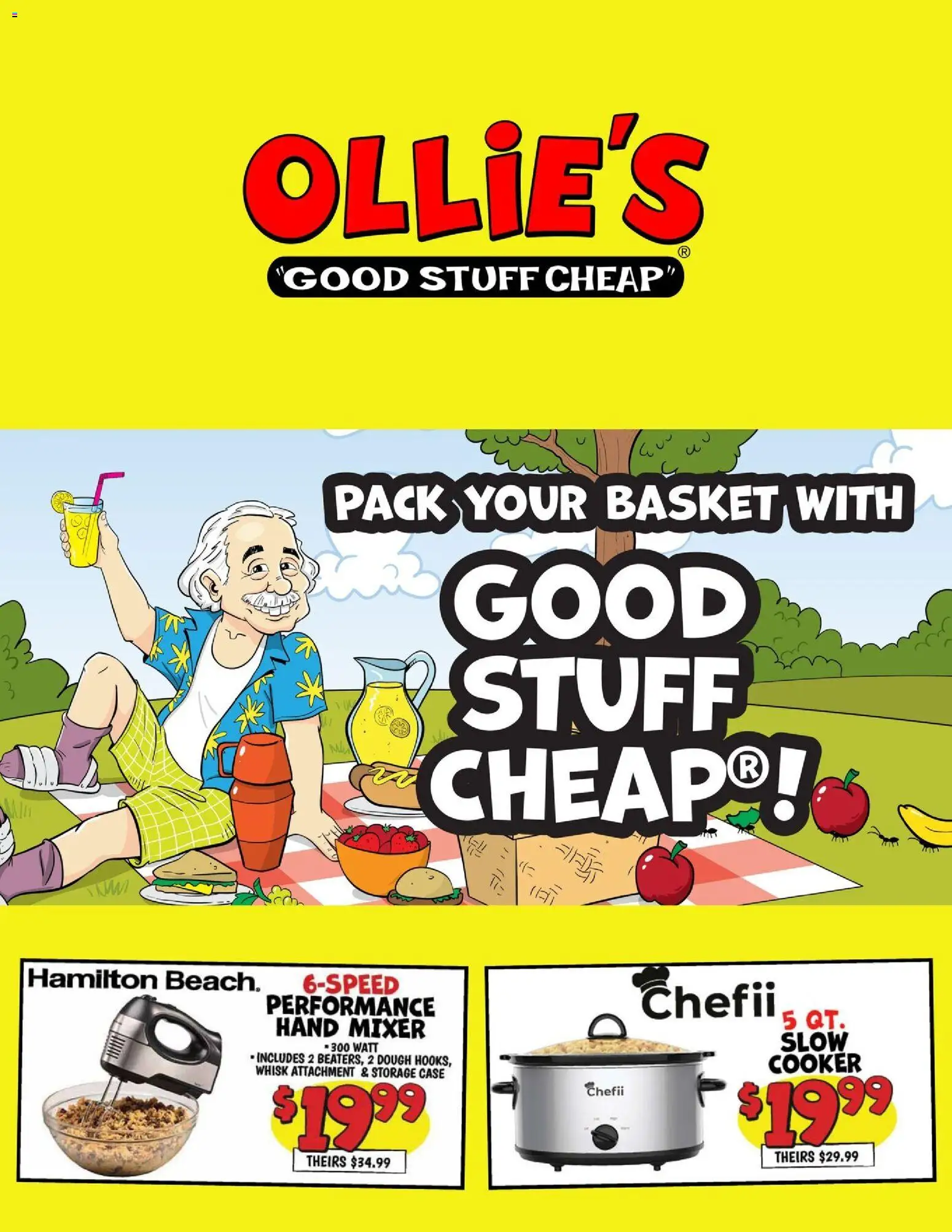 Ad Preview of Ollie's Ollie's Ad from 09/06/2026 - Basket, Case, Mixer, Dough, Hand mixer, Cooker