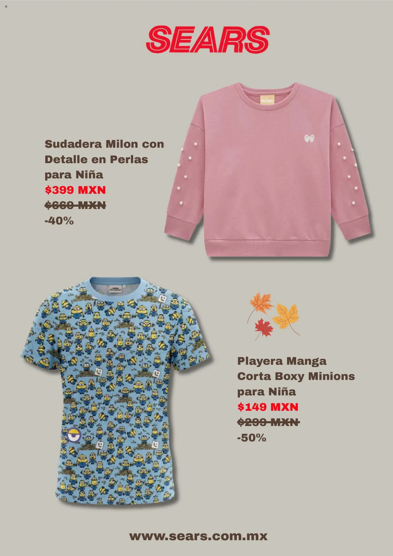 Vista previa las ofertas de la tienda Sears - Sears promociones desde el 21/09/2026 - Playera, Sudadera, Manga