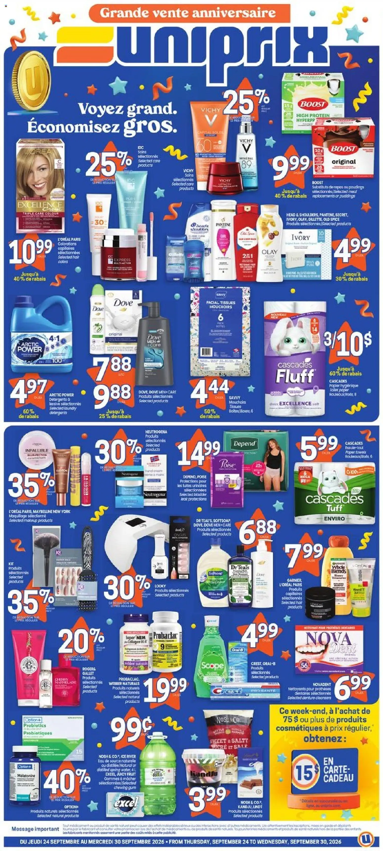 Preview of leaflet Uniprix weekly flyer / circulaire from shop Uniprix is valid from Sep 24, 2026