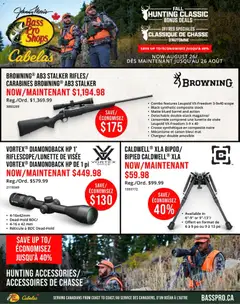 Un aperçu du dépliant Weekly flyer / circulaire - Bonus Deals du magasin Cabelas est valide à partir 21 août 2026
