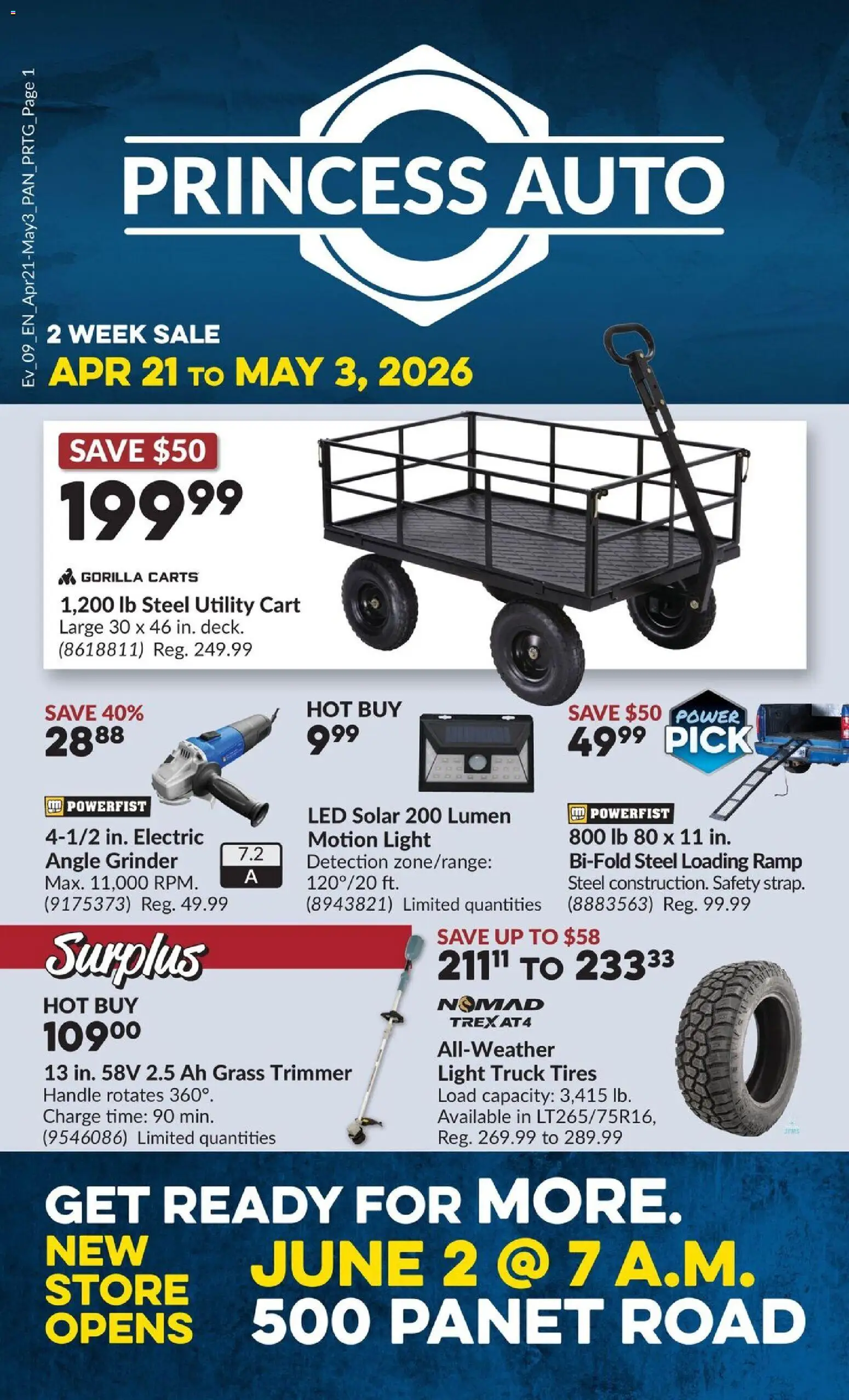 Preview of leaflet Princess Auto flyer - 2 Week Sale! from shop Princess Auto is valid from Apr 21, 2026 - Grinder
