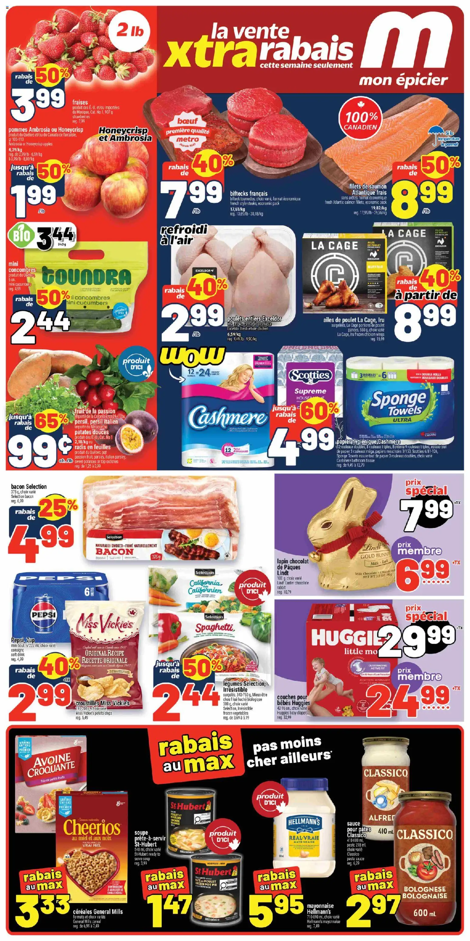 Preview of leaflet Metro circulaire - North York from shop Metro is valid from Mar 12, 2026 - Apples, Chocolate, Chicken wings, Chips, Legumes, Diapers, Radishes, Grains