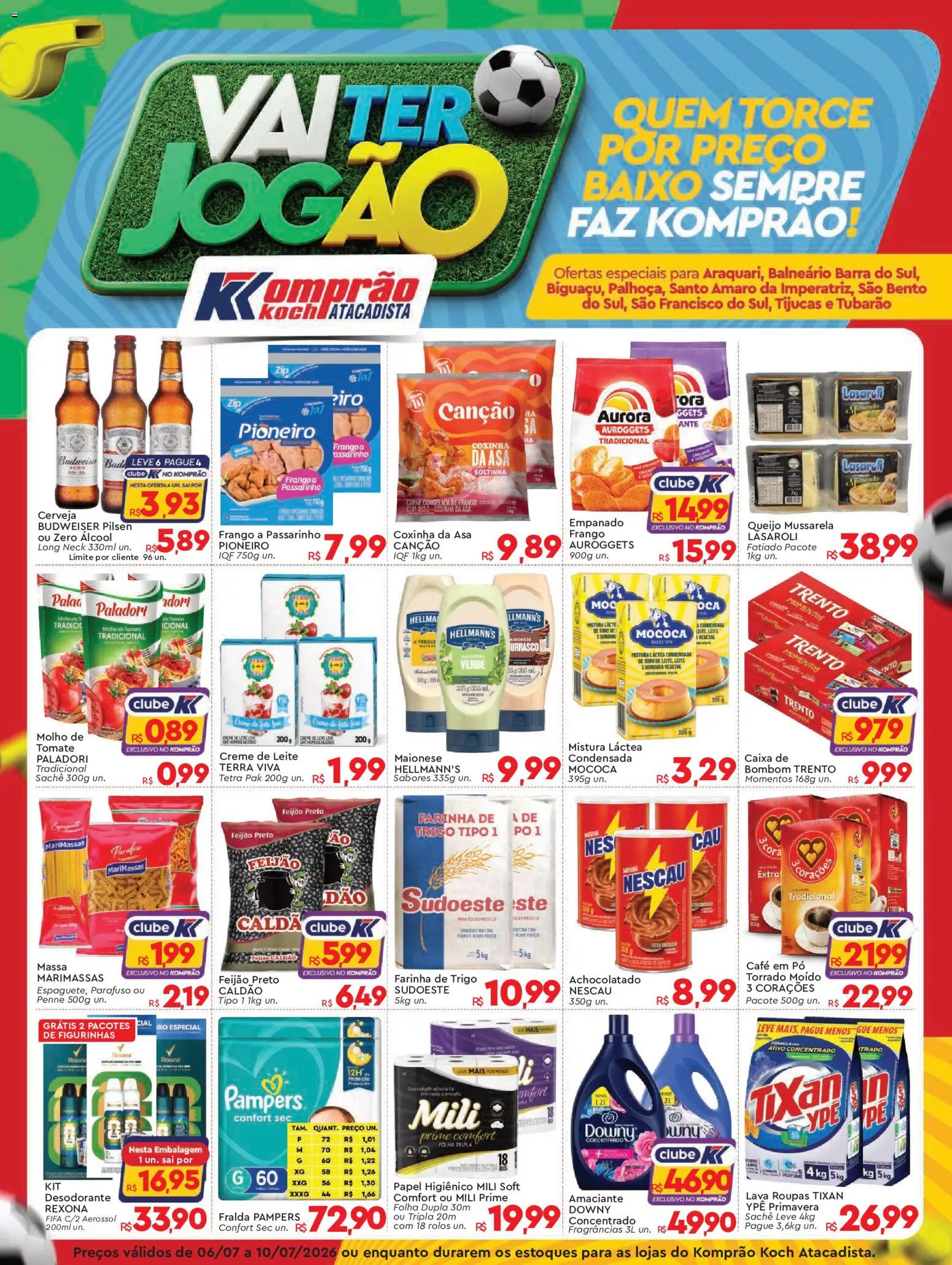 Pré-Visualização do folheto "Komprao Atacadista - Ofertas da semana" da loja Komprao Atacadista válido a partir de 06/07/2026 - Perfume, Fralda pampers, Leite, Frango, Ferro, Pampers, Farinha de trigo, Molho de tomate