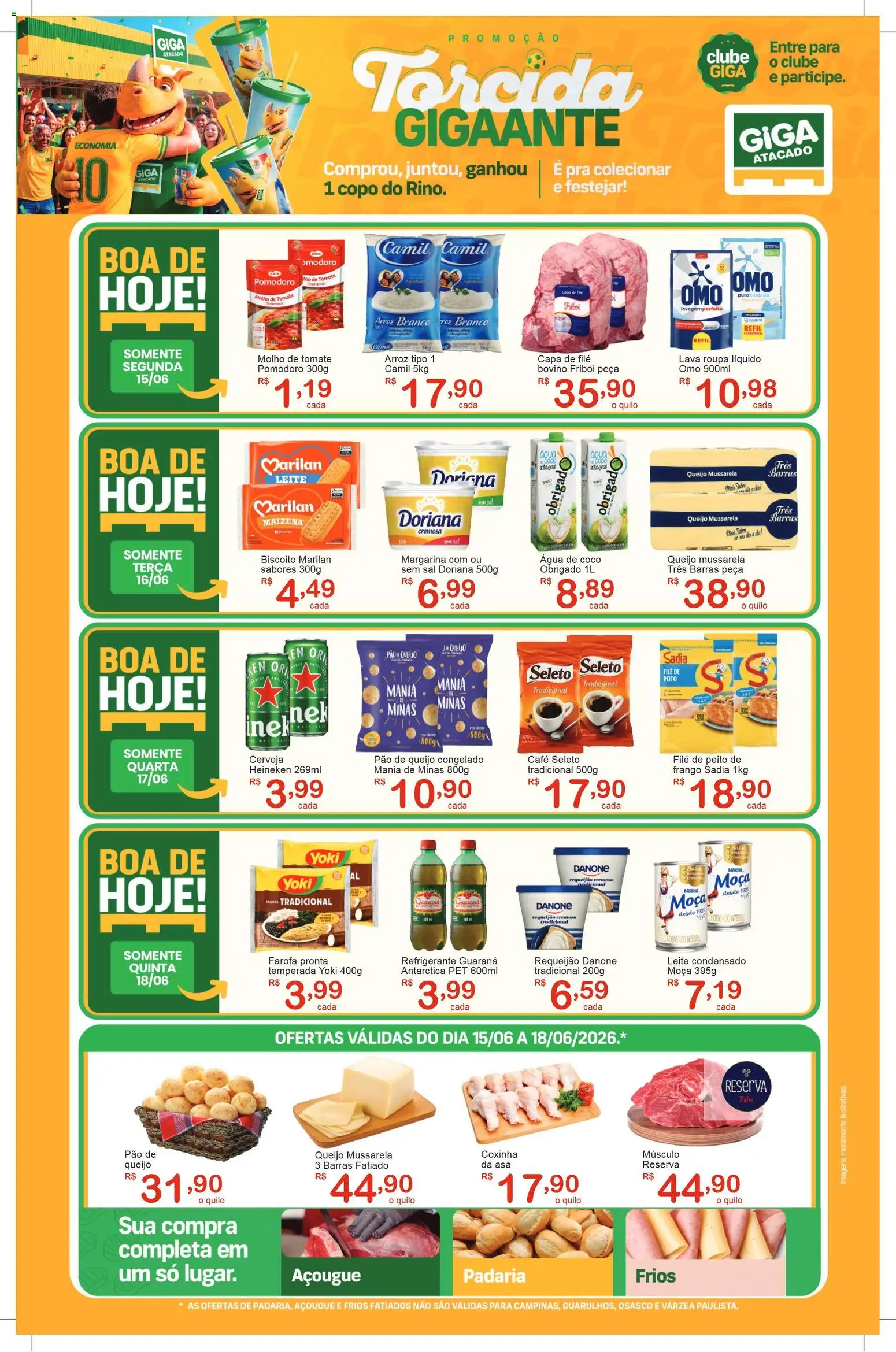 Pré-Visualização do folheto "GIGA Atacado - Ofertas da semana" da loja GIGA Atacado válido a partir de 15/06/2026 - Café, Coco, Cerveja, Leite condensado, Arroz, Leite, Mussarela, Guaraná