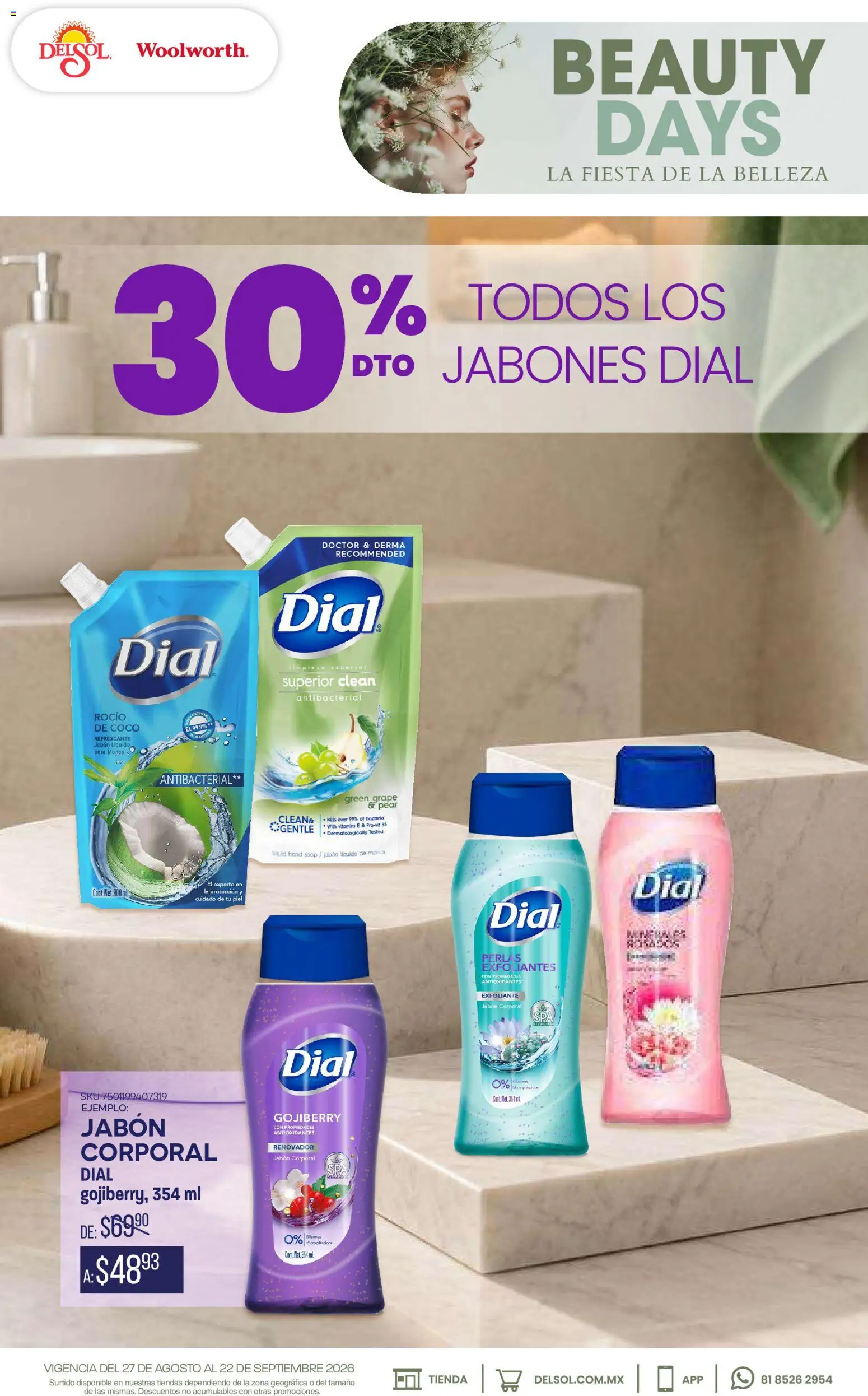 Vista previa las ofertas de la tienda Del Sol y Woolworth - Del Sol y Woolworth catálogo Beauty Days desde el 27/08/2026 