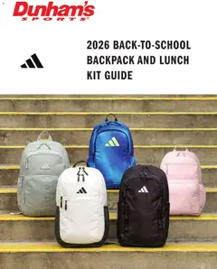Ad Preview of Dunham's Sports Dunham's Sports Adidas Back-To-School Backpack & Lunch Kit Guide from 07/16/2026