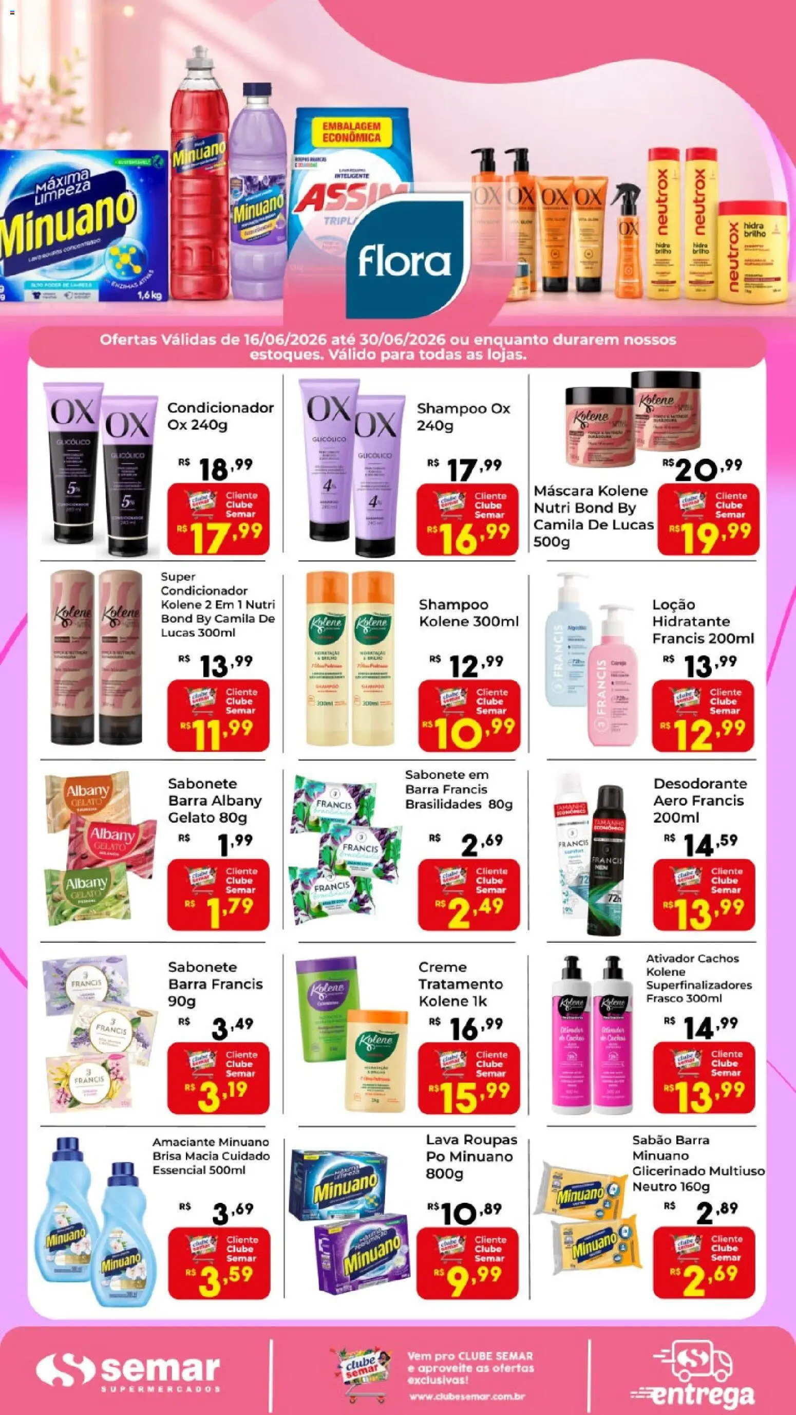 Pré-Visualização do folheto "Semar Supermercado ofertas Flora" da loja Semar Supermercado válido a partir de 16/06/2026