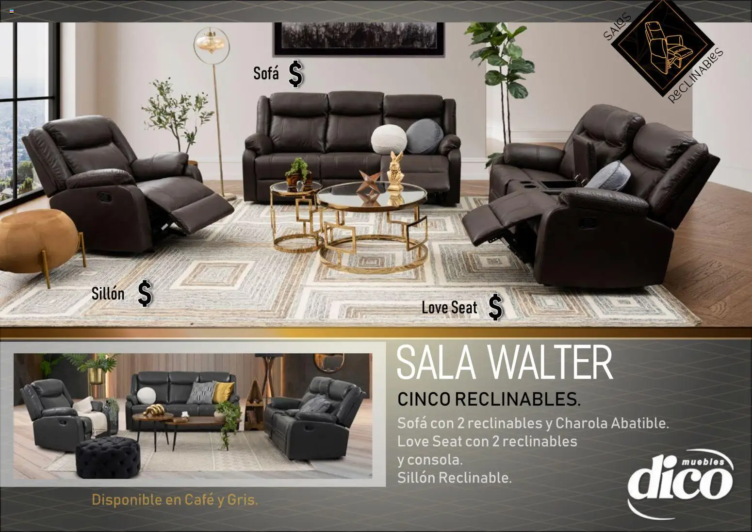 Vista previa las ofertas de la tienda Muebles Dico - Catálogo Salas reclinables desde el 01/01/2026 - Sala, Sofá