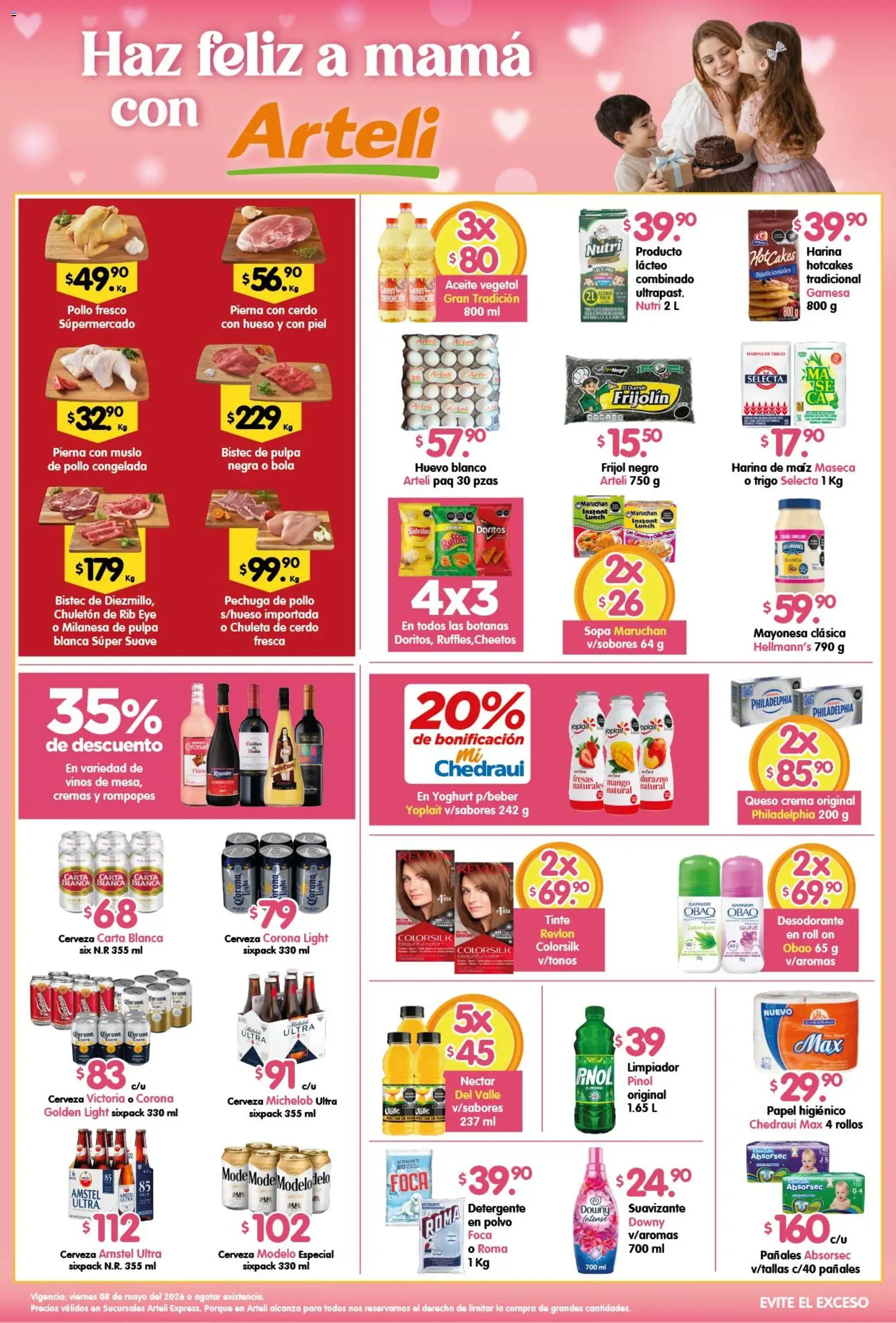 Vista previa las ofertas de la tienda Arteli - Arteli folleto Express desde el 08/05/2026 - Pollo, Queso, Desodorante, Crema, Mayonesa, Sopa, Aceite vegetal, Chuleta de cerdo