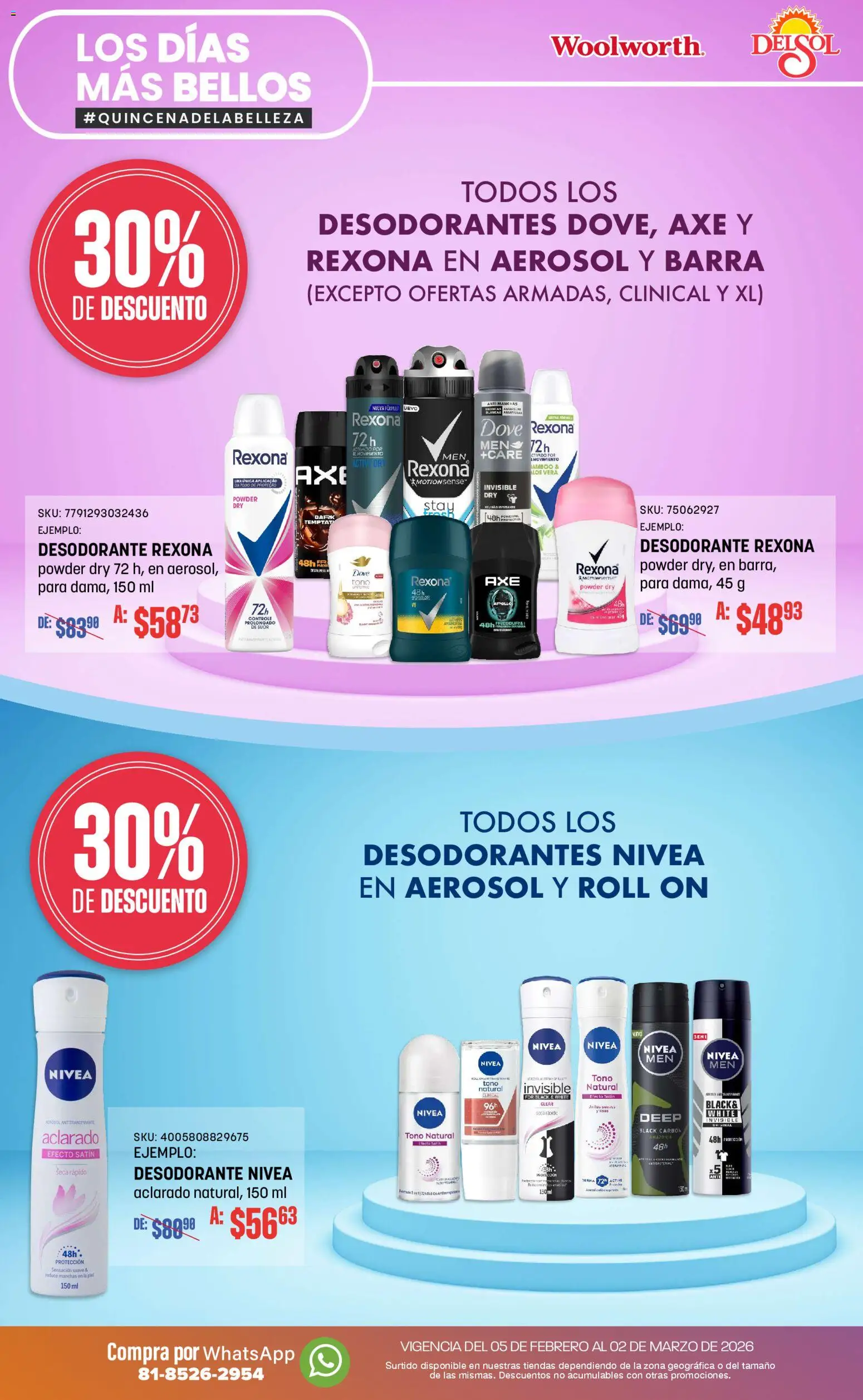 Vista previa las ofertas de la tienda Del Sol y Woolworth - Catálogo desde el 05/02/2026 - Desodorante, Barra