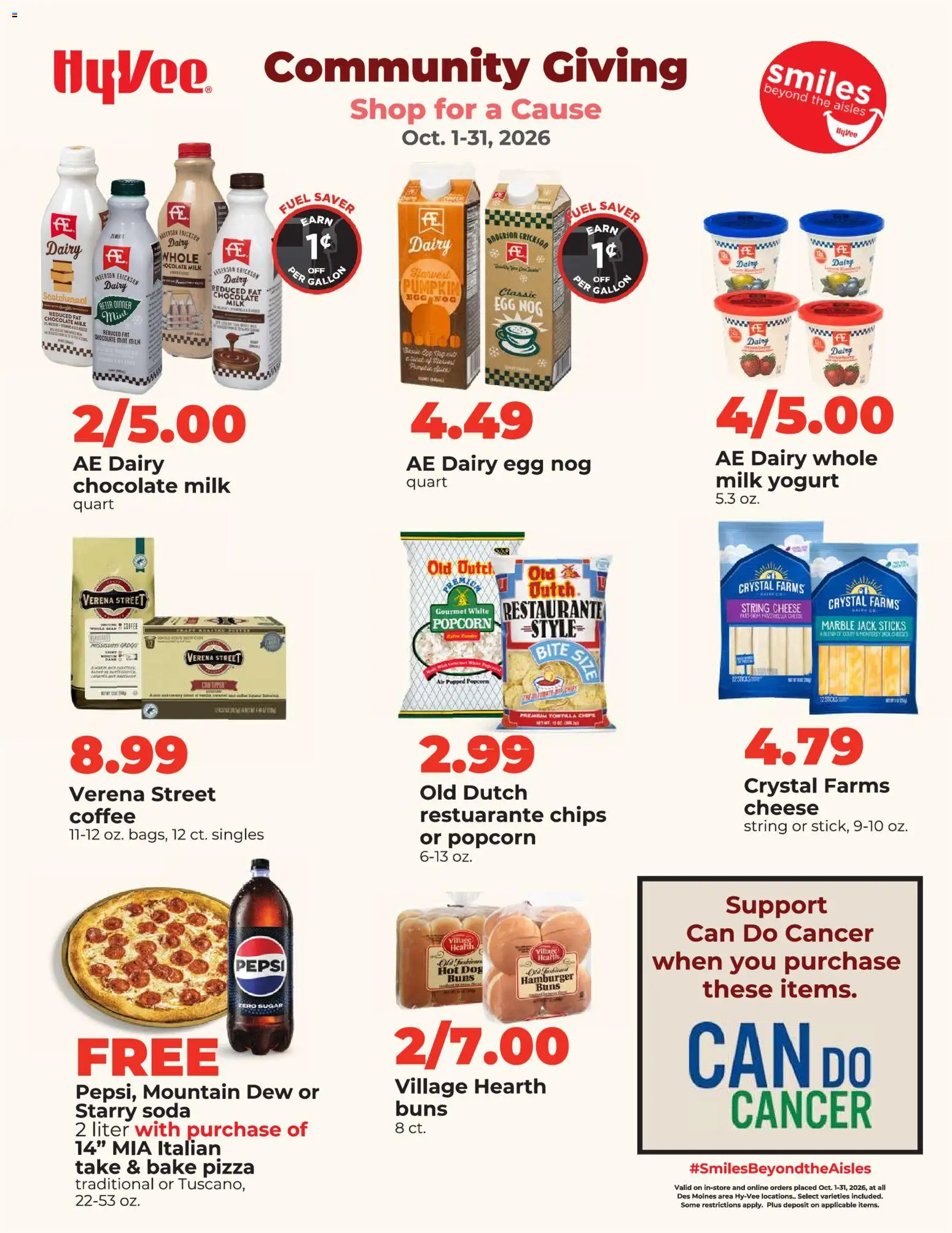 Ad Preview of HyVee HyVee Community Giving - Shop for a Cause, October Specials from 10/01/2026