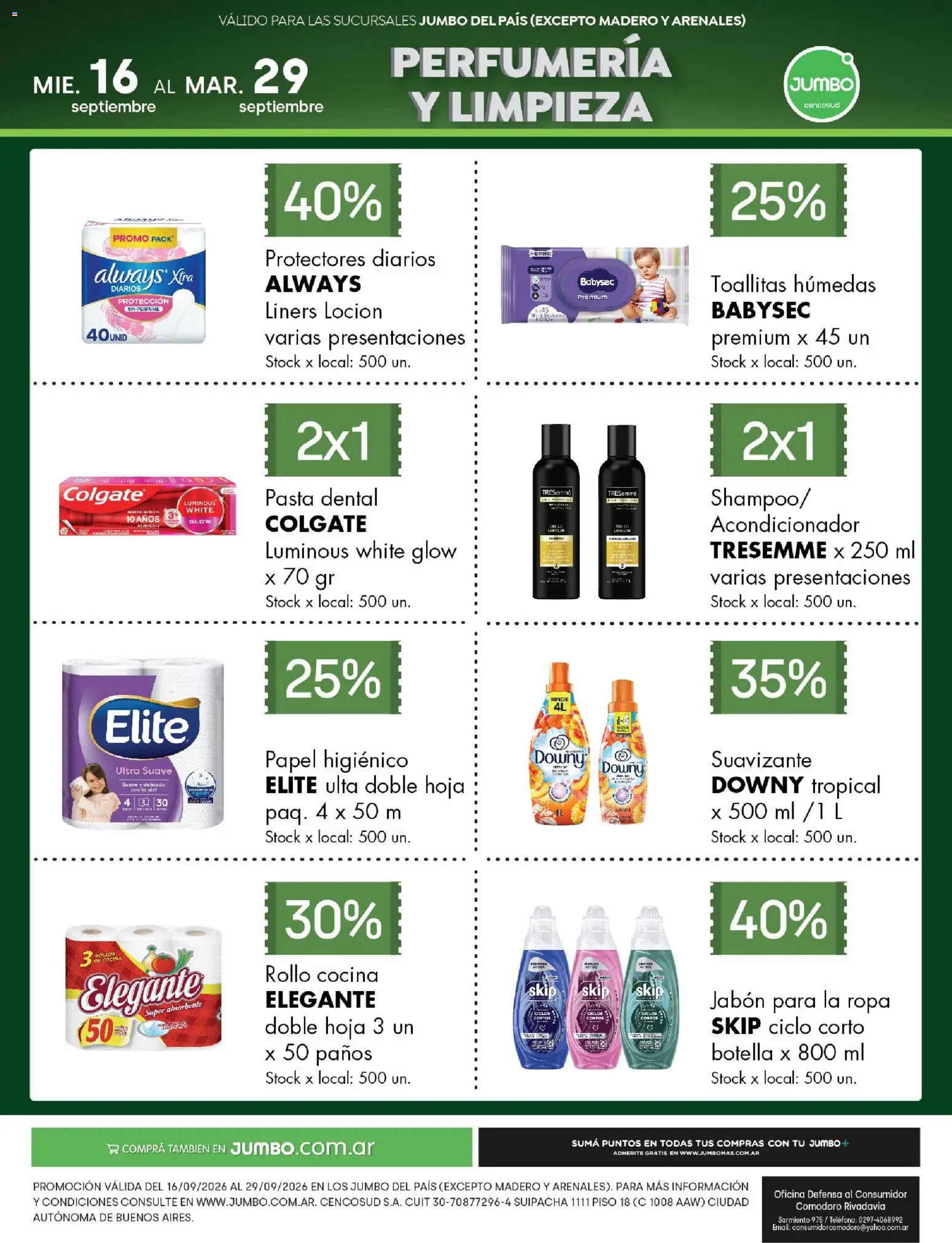Vista previa del folleto de la tienda Jumbo válido desde el 16/09/2026 - Pasta, Ropa, Diarios, Teléfono, Toallitas húmedas, Acondicionador, Suavizante, Pasta dental