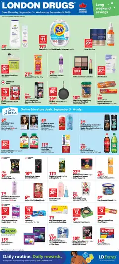 Un aperçu du dépliant London Drugs weekly flyer / circulaire du magasin London Drugs est valide à partir 3 sept. 2026