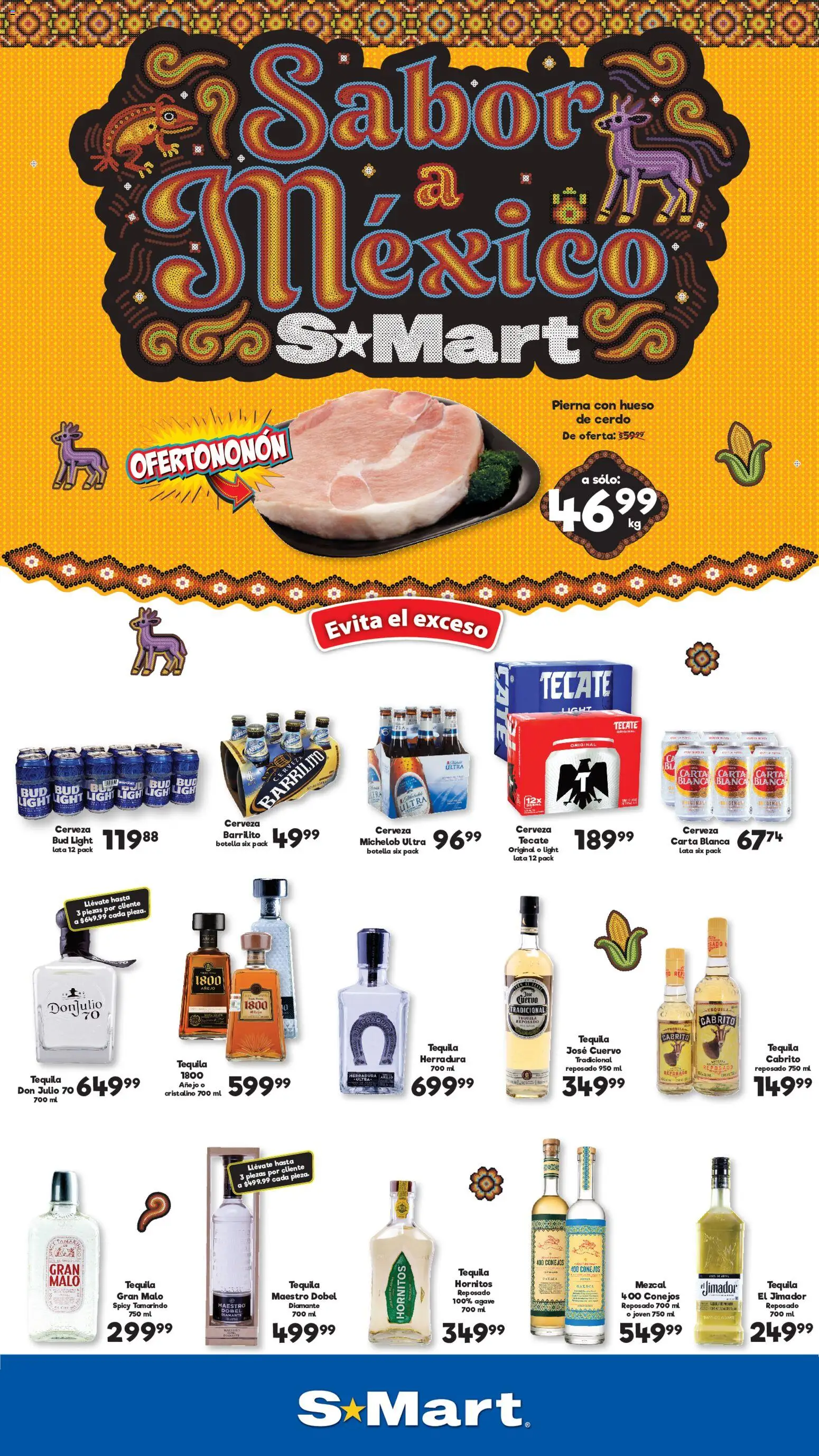 Vista previa las ofertas de la tienda S-Mart - S-Mart folleto Ofertas de feria Chihuahua desde el 11/09/2026 - Tequila, Cerveza, Cerdo, Agave, Botella