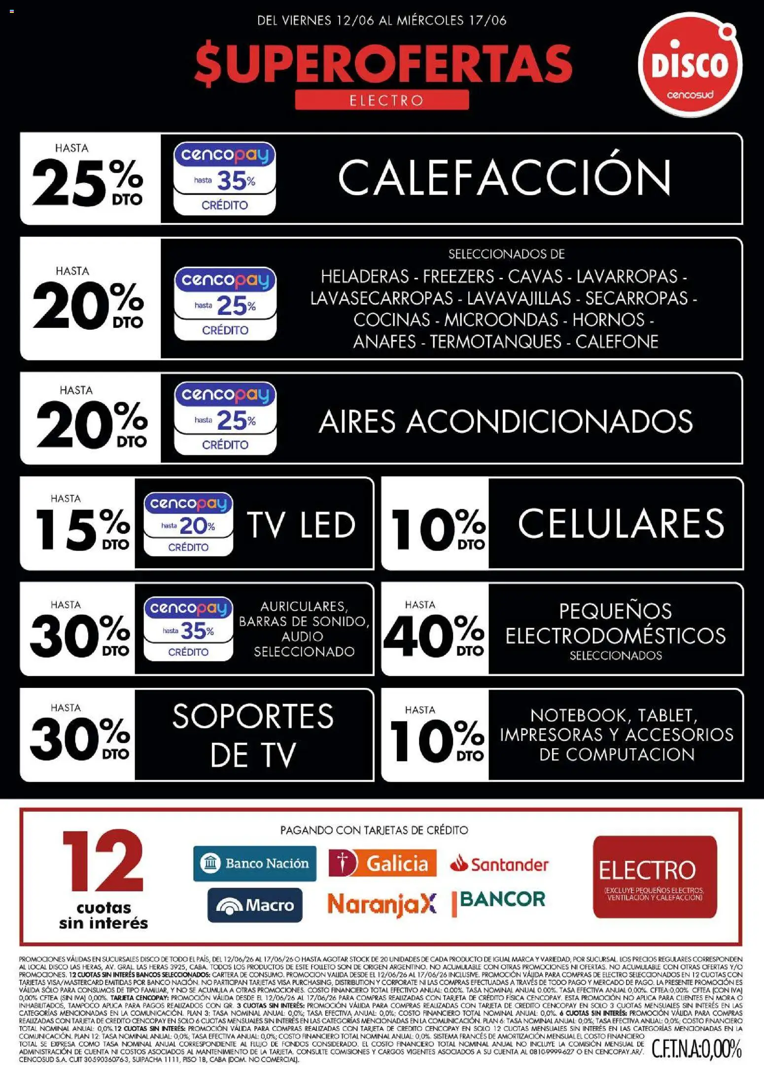 Vista previa del folleto de la tienda Disco válido desde el 12/06/2026 - Disco, Lavarropas, Auriculares, Microondas, Cartera, Lavavajillas, Secarropas, Audio