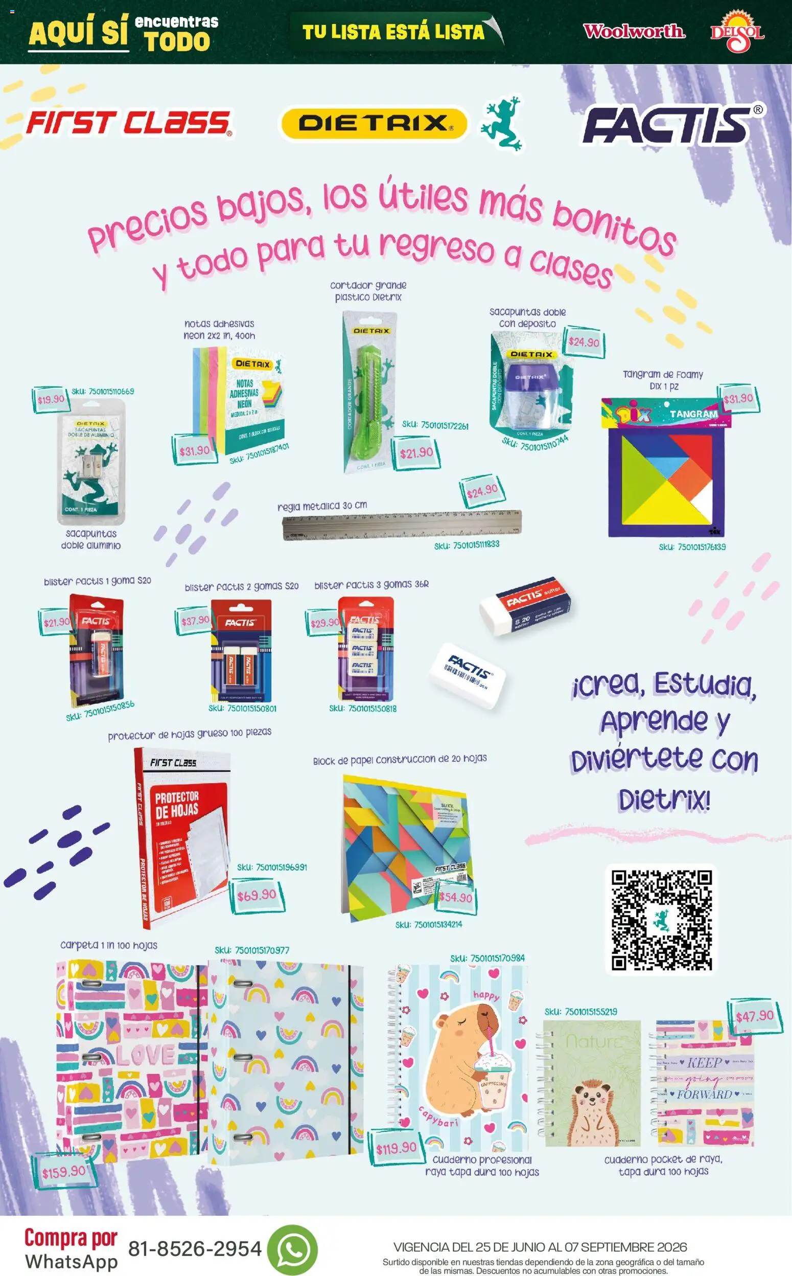 Vista previa las ofertas de la tienda Del Sol y Woolworth - Del Sol y Woolworth catálogo Back To School desde el 25/06/2026 