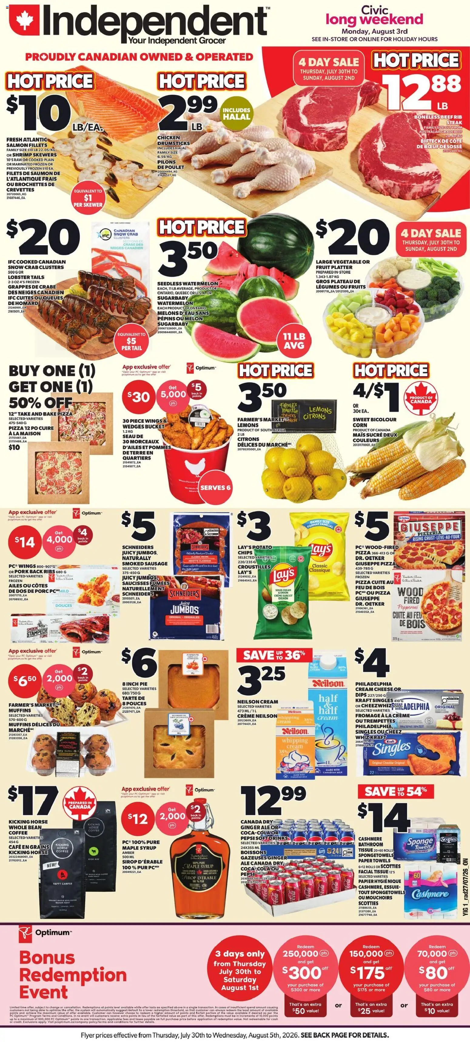 Preview of leaflet Independent Grocer weekly flyer / circulaire from shop Independent Grocer is valid from Jul 30, 2026