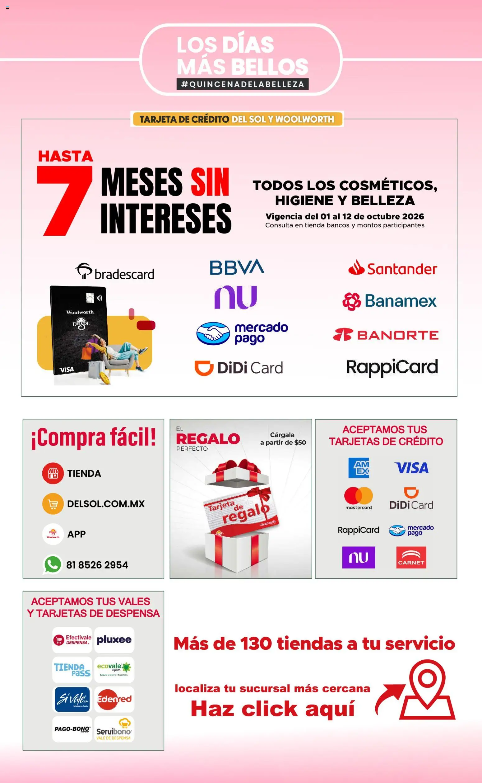 Vista previa las ofertas de la tienda Del Sol y Woolworth - Del Sol y Woolworth catálogo Los días más bellos - Quincena Belleza desde el 01/10/2026 - Despensa