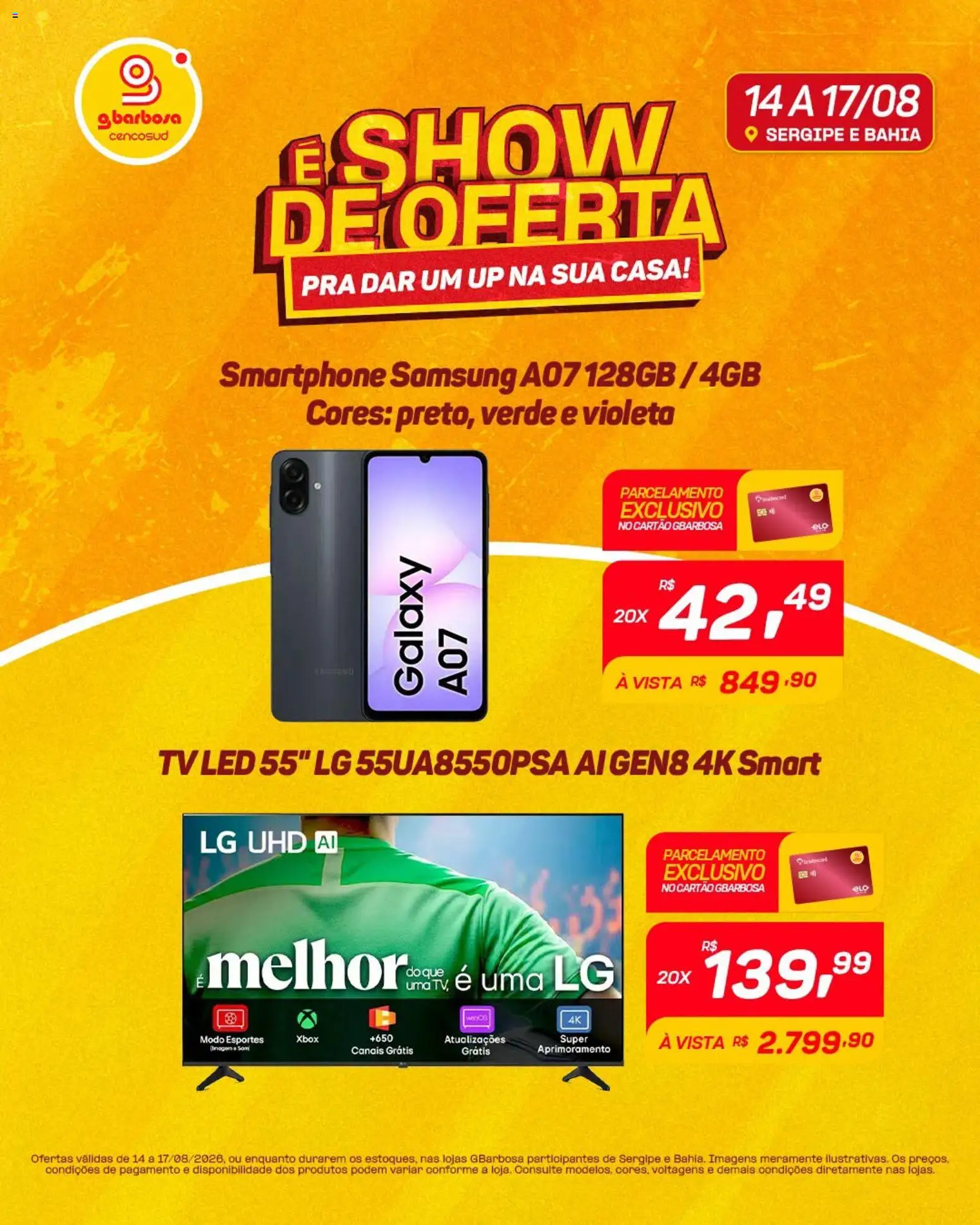 Pré-Visualização do folheto "Gbarbosa ofertas Eletro" da loja Gbarbosa válido a partir de 14/08/2026 - Xbox, Tv, Smartphone