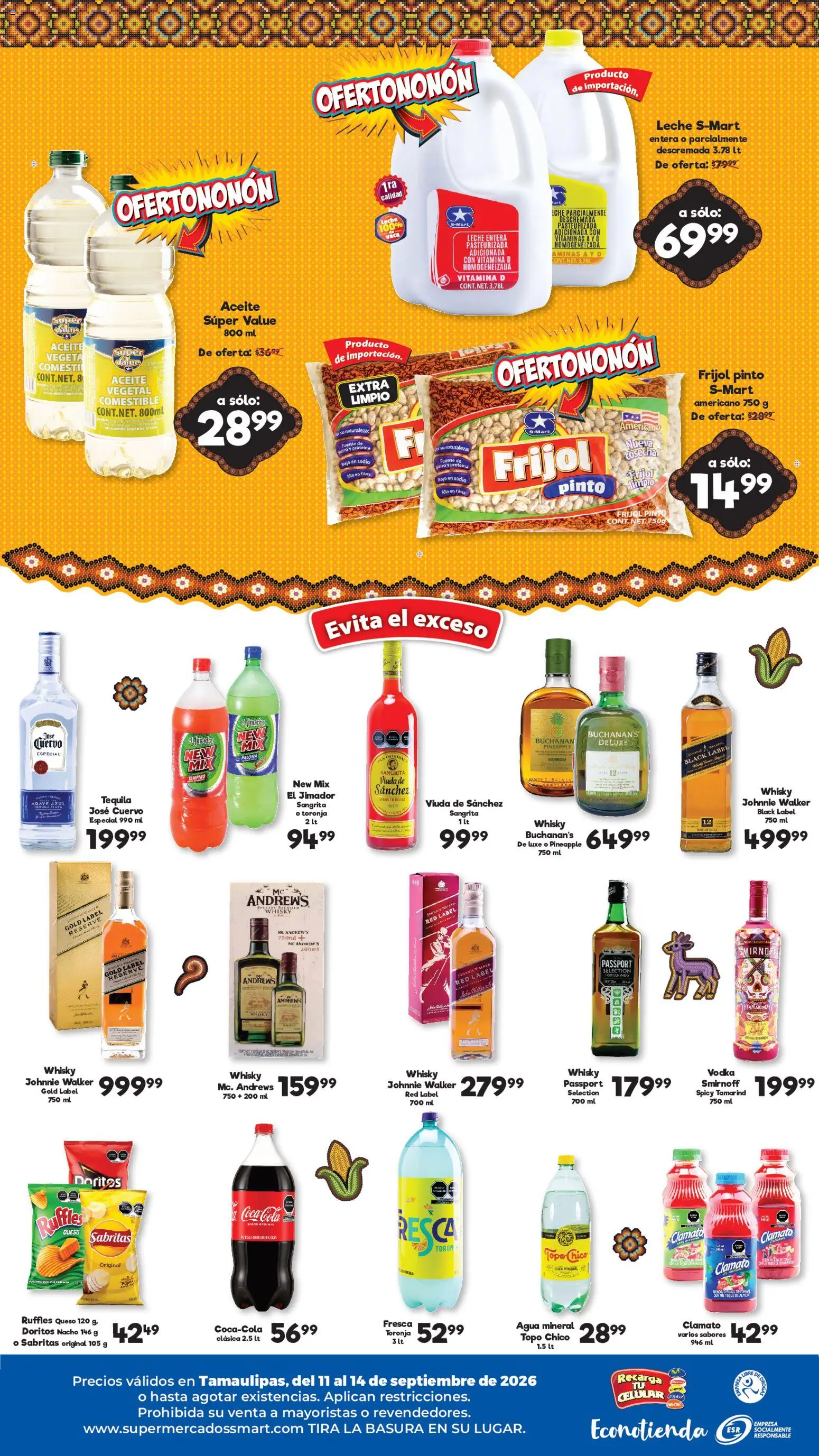 Vista previa las ofertas de la tienda S-Mart - S-Mart folleto Ofertas de feria Matamoros, Nuevo Laredo, Reynosa desde el 11/09/2026 