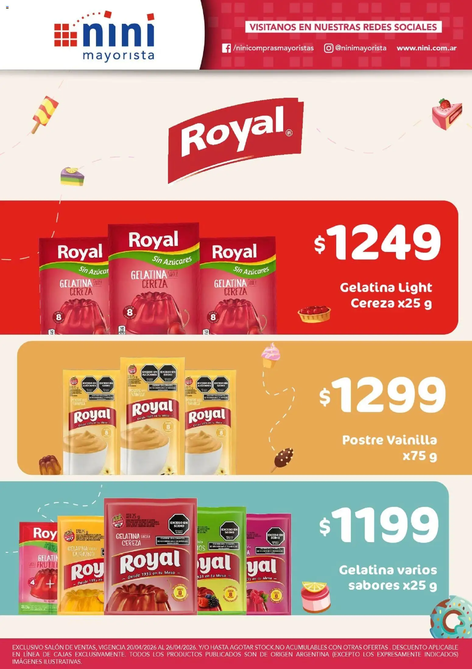Vista previa del folleto de la tienda NINI Mayorista válido desde el 20/04/2026 - Mesa, Gelatina, Durazno, Vainilla, Postre