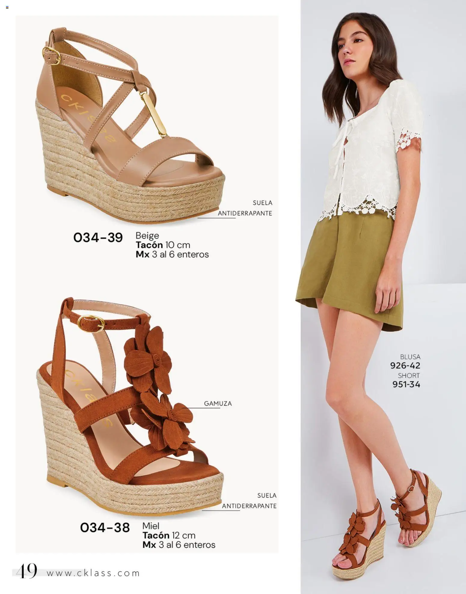 Vista previa las ofertas de la tienda Cklass - Catálogo Dama Calzado desde el 02/01/2026 - Short, Blusa, Miel, Gamuza