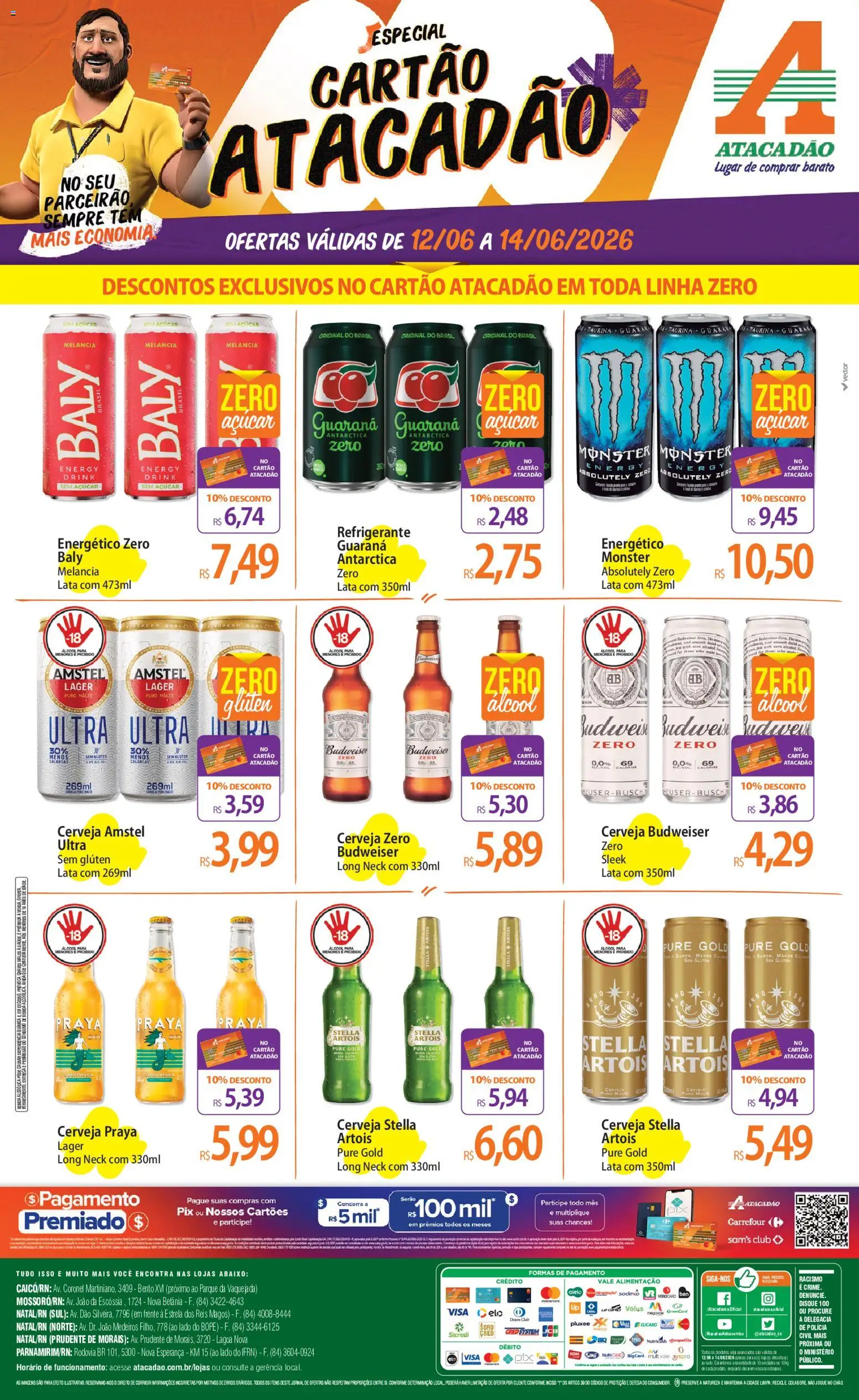 Pré-Visualização do folheto "Atacadão ofertas - RN" da loja Atacadão válido a partir de 12/06/2026 - Cerveja, Monster, Melancia, Álcool, Açúcar, Refrigerante, Energético, Guaraná