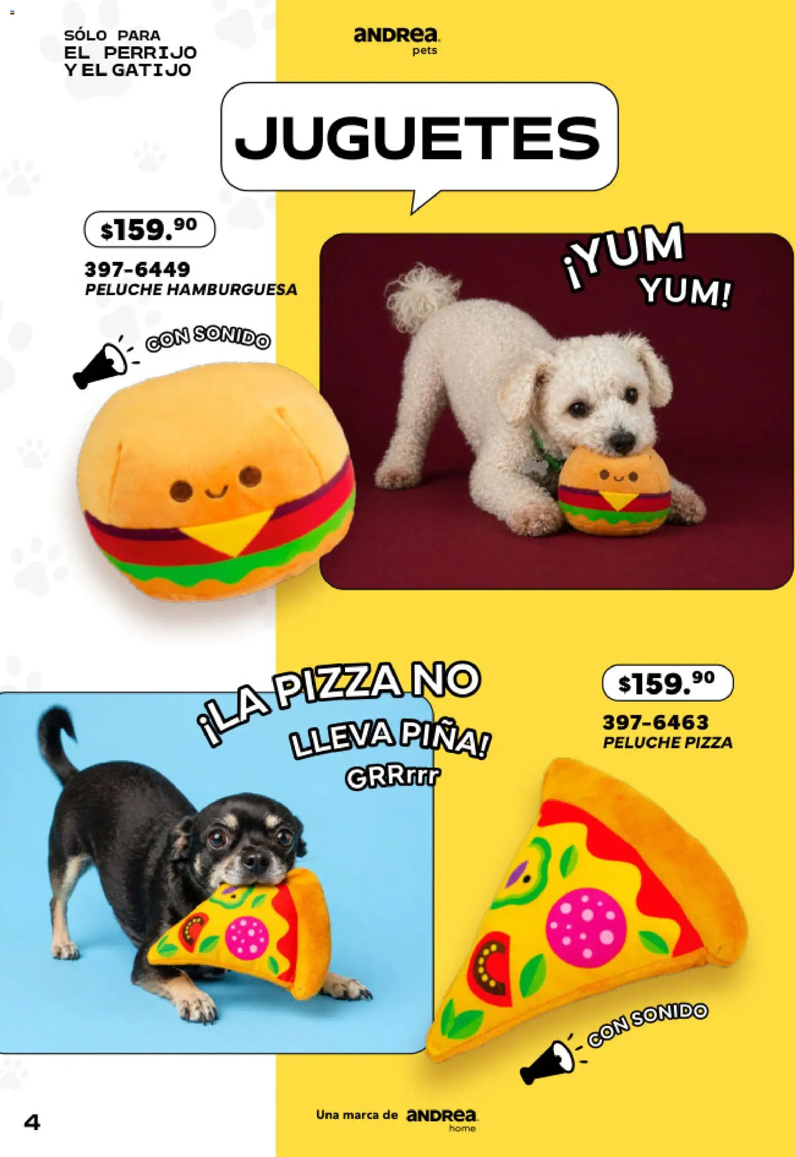 Vista previa las ofertas de la tienda Andrea - Andrea catálogo Pets desde el 24/05/2026 - Pizza, Hamburguesa, Juguetes, Piña