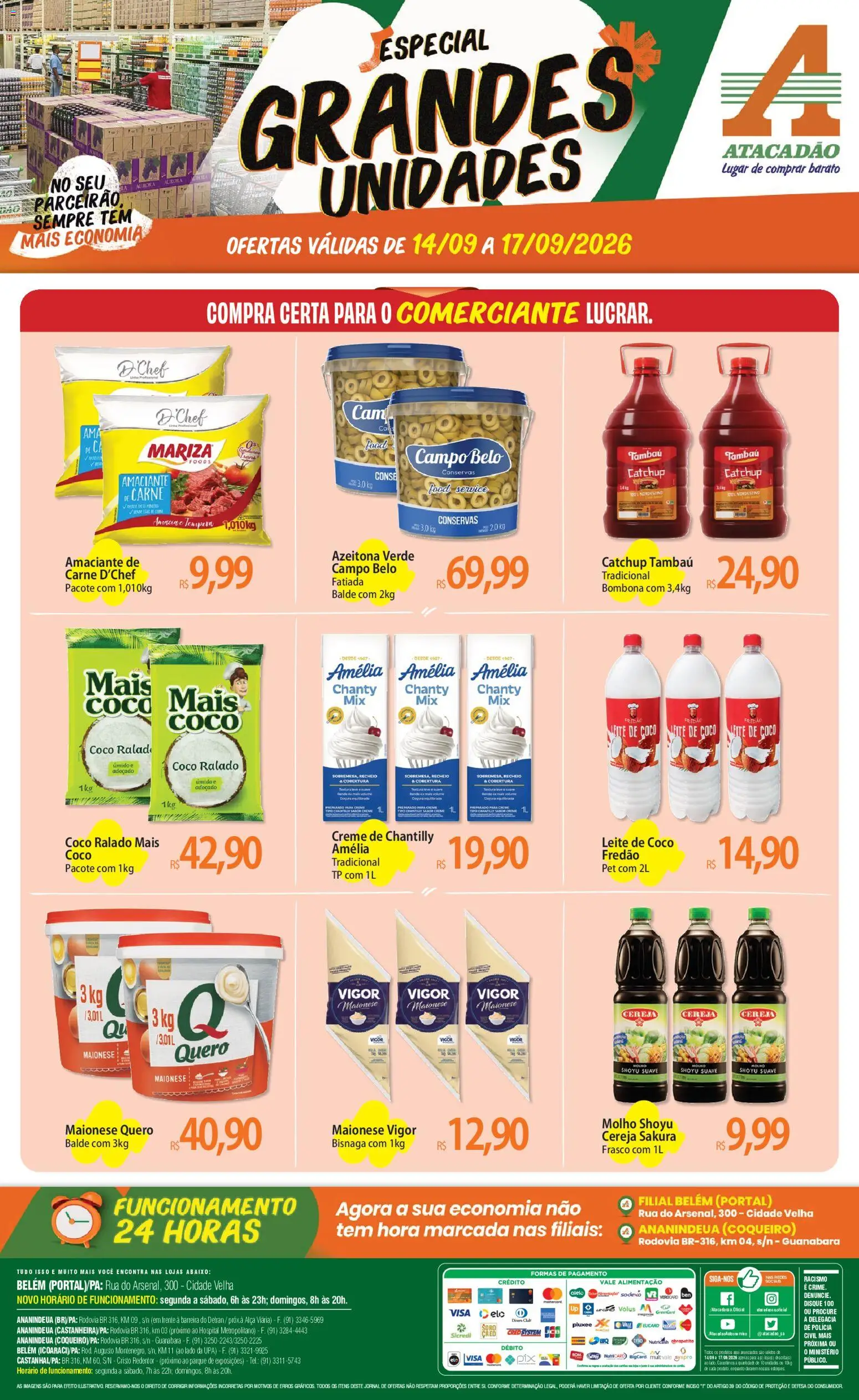 Pré-Visualização do folheto "Atacadão ofertas - PA" da loja Atacadão válido a partir de 14/09/2026 - Chantilly, Leite, Maionese, Cereja, Amaciante, Leite de coco, Molho shoyu, Conservas