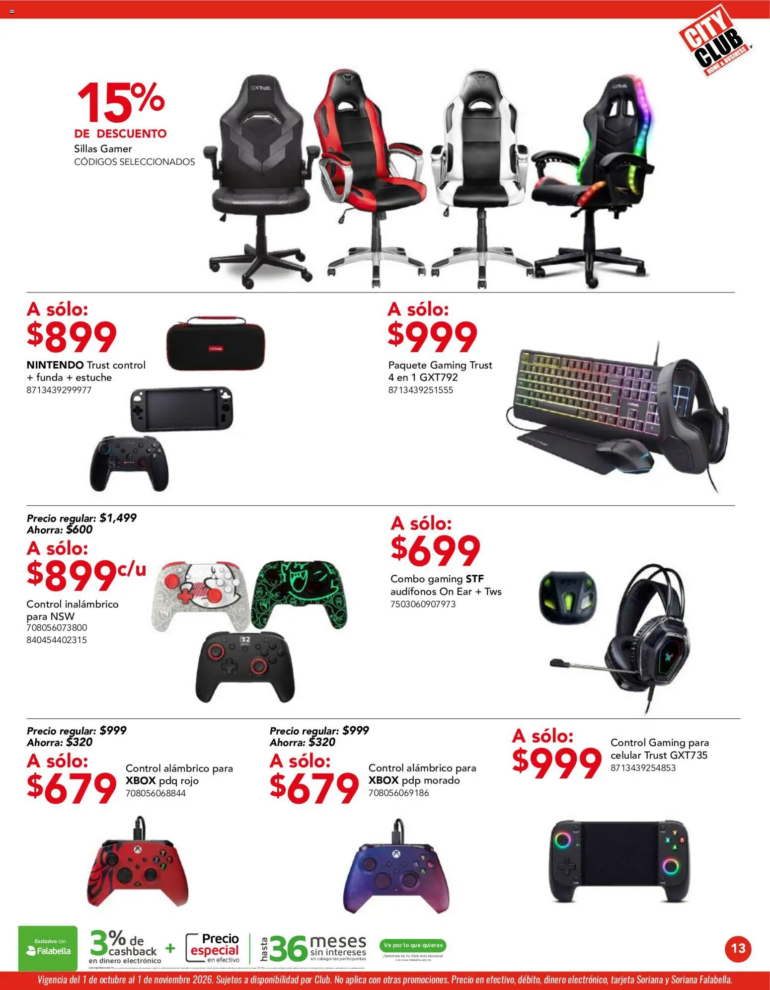 Vista previa las ofertas de la tienda City Club - City Club catálogo desde el 01/10/2026 - Xbox, Audífonos, Funda, Estuche