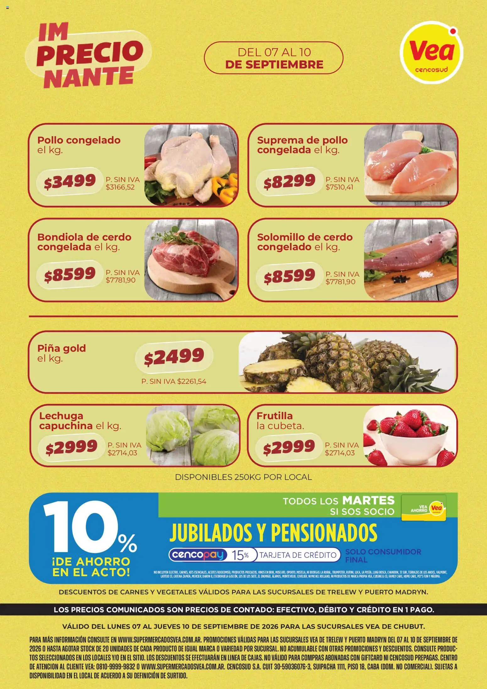 Vista previa del folleto de la tienda Vea válido desde el 07/09/2026 - Pollo, Frutilla, Cerdo, Bondiola de cerdo, Lechuga, Piña