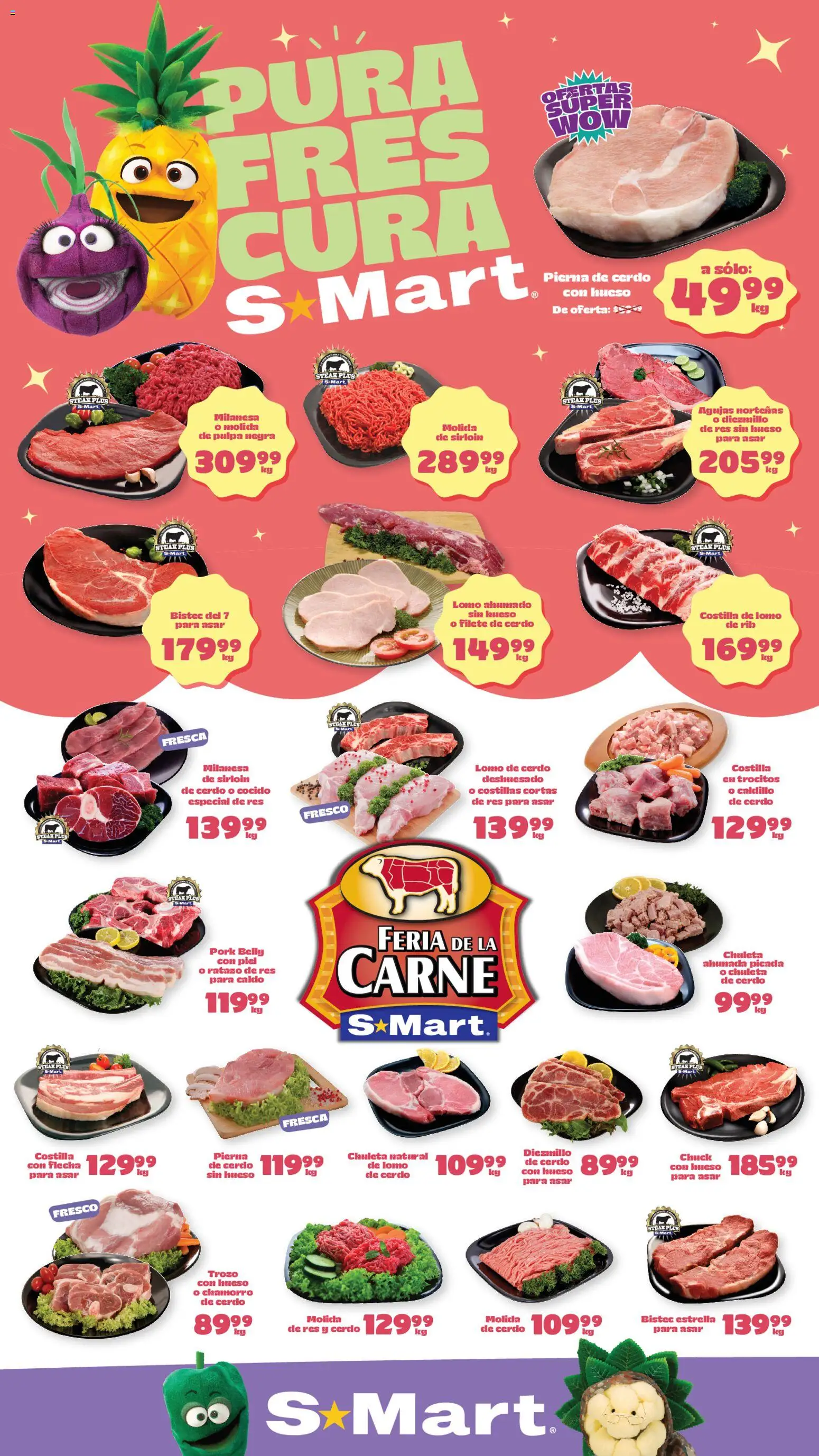 Vista previa las ofertas de la tienda S-Mart - S-Mart folleto Ofertas de feria Nuevo Laredo desde el 14/04/2026 - Short, Cerdo, Bistec, Chamorro, Lomo de cerdo, Pierna de cerdo, Filete, Chuleta de cerdo
