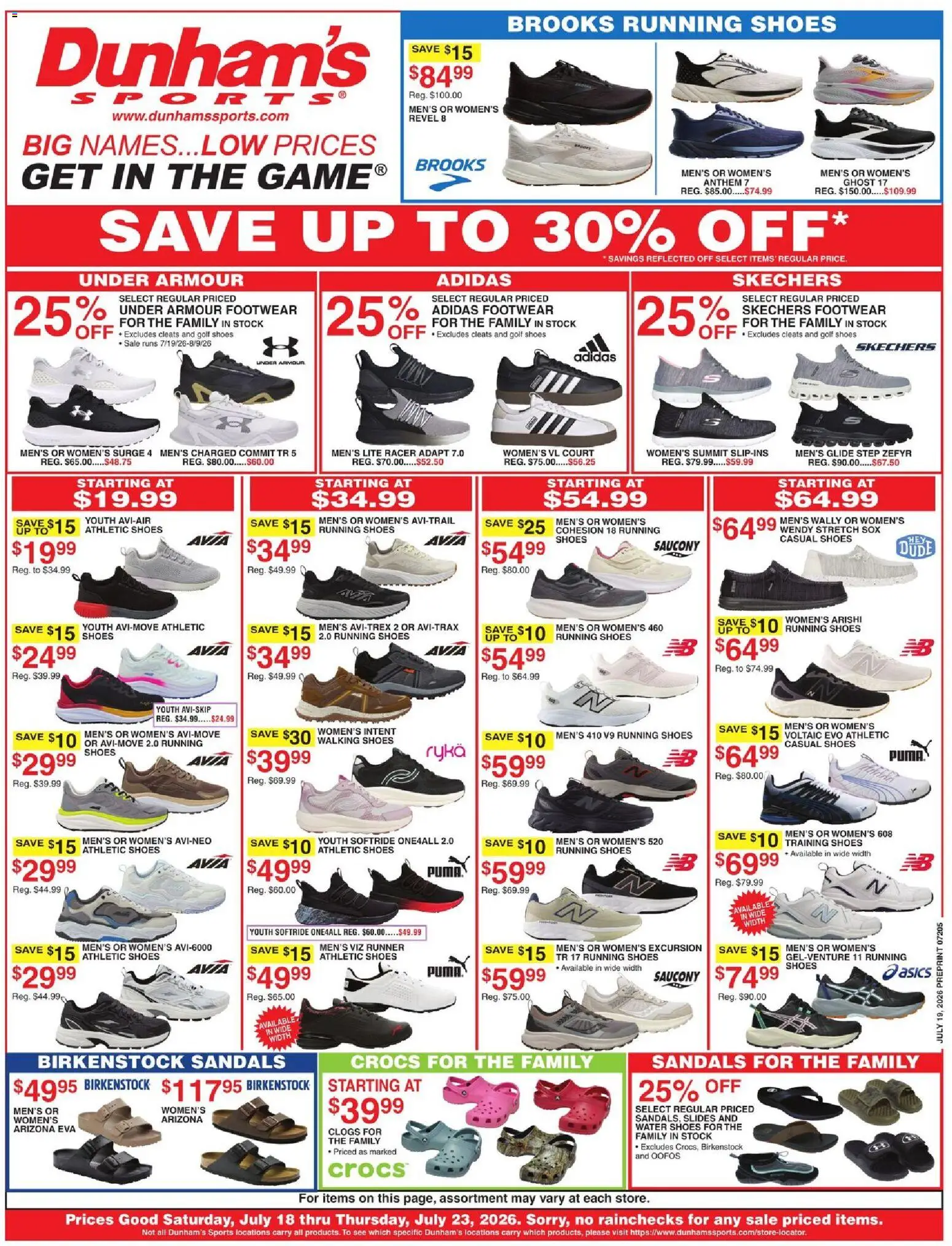 Ad Preview of Dunham's Sports Dunham's Sports Weekly Ad from 07/18/2026