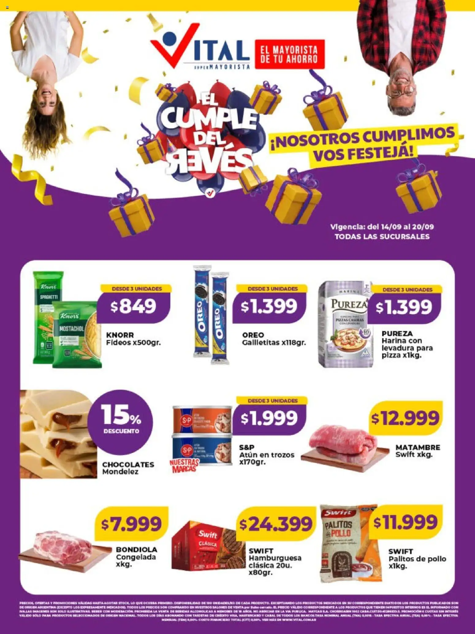 Vista previa del folleto de la tienda Vital válido desde el 14/09/2026 - Pizza, Hamburguesa, Pollo, Oreo, Harina, Fideos, Atún, Spaghetti