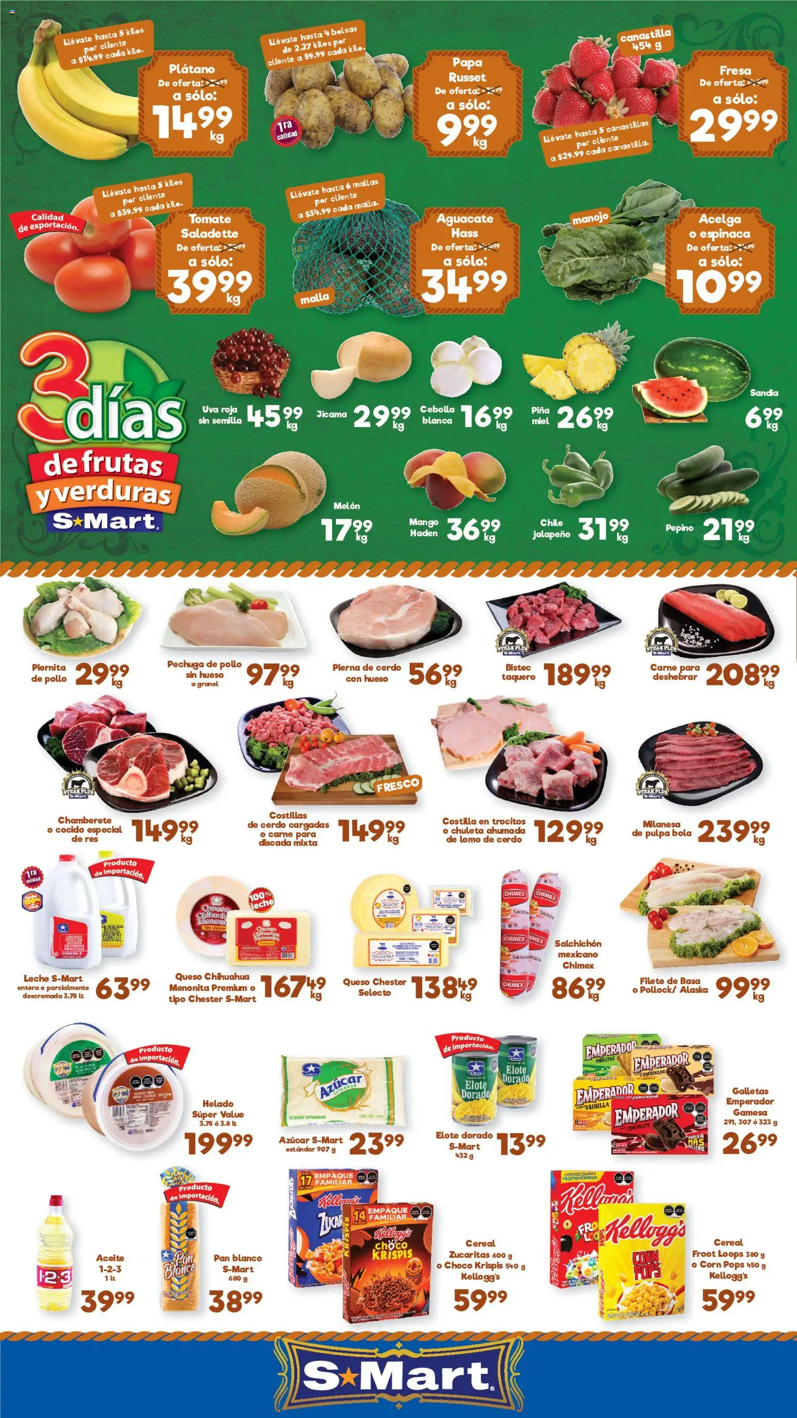 Vista previa las ofertas de la tienda S-Mart - S-Mart folleto desde el 26/05/2026 - Mango, Pollo, Verduras, Queso, Aceite, Pepino, Chuleta, Steak