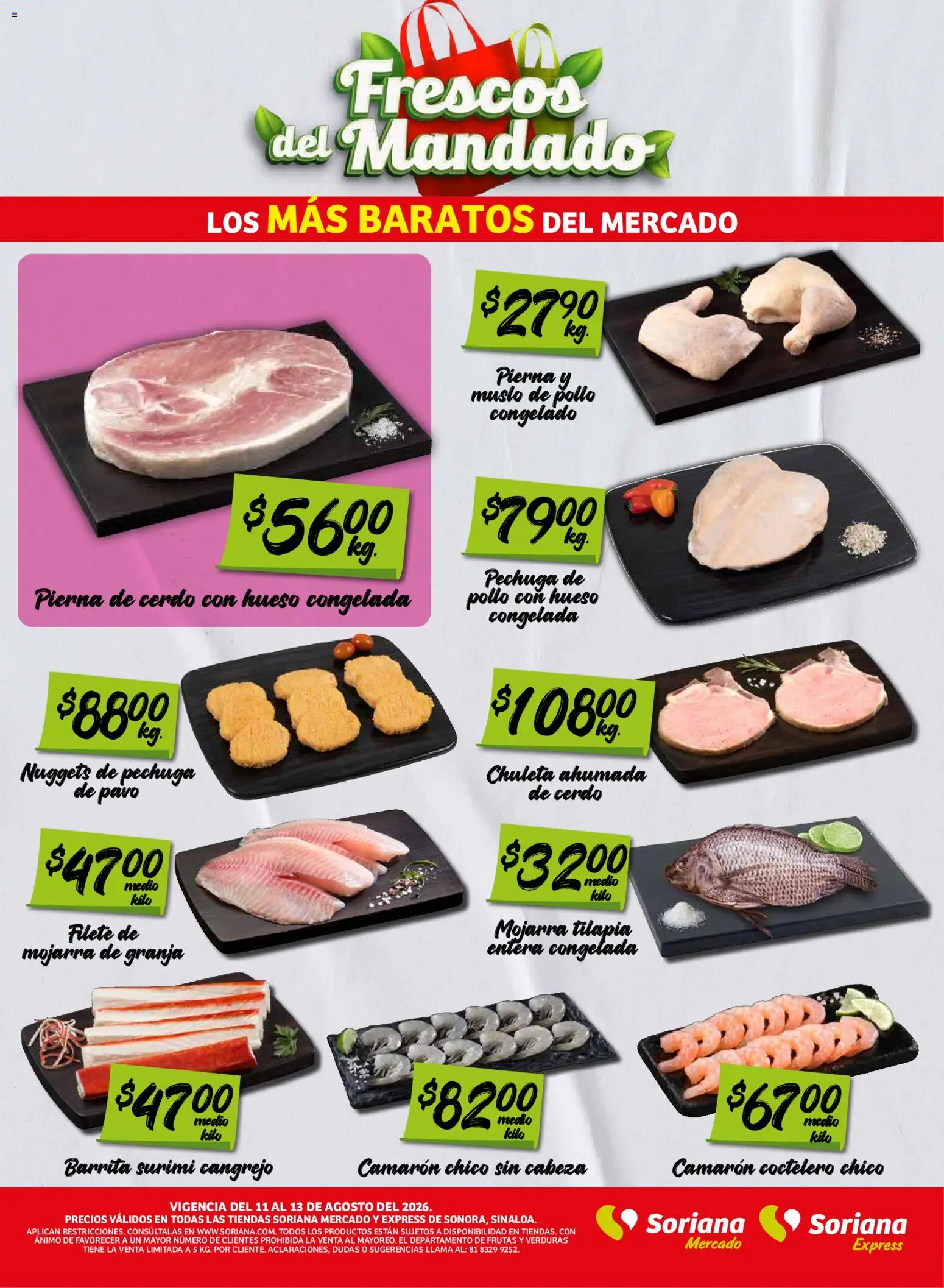 Vista previa las ofertas de la tienda Soriana - Soriana Frescos del Mandado Mercado: Sonora y Sinaloa desde el 11/08/2026 