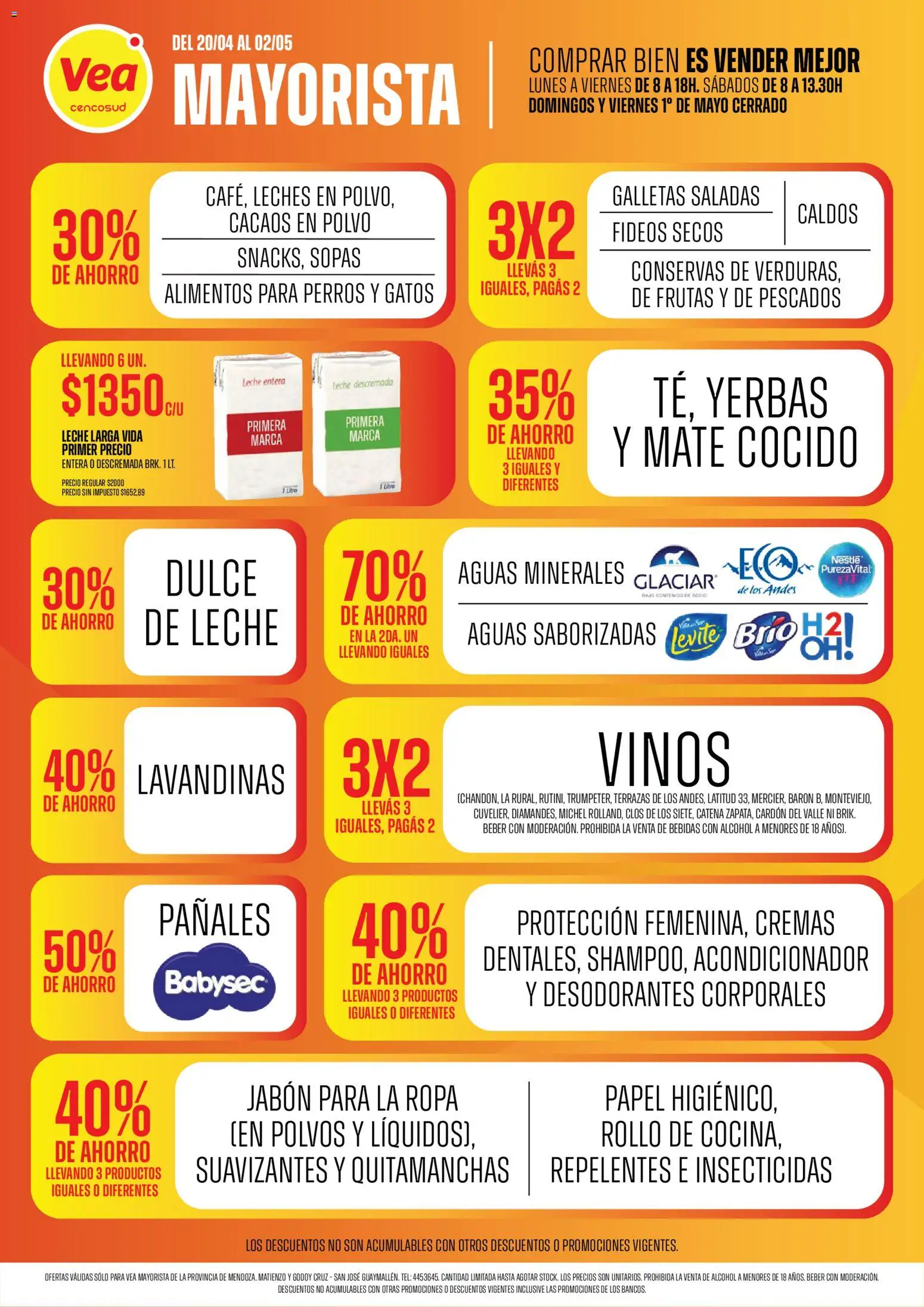 Vista previa del folleto de la tienda Vea válido desde el 20/04/2026 - Alcohol, Pescados, Leche, Sopas, Mate cocido, Dulce, Galletas saladas, Leche entera
