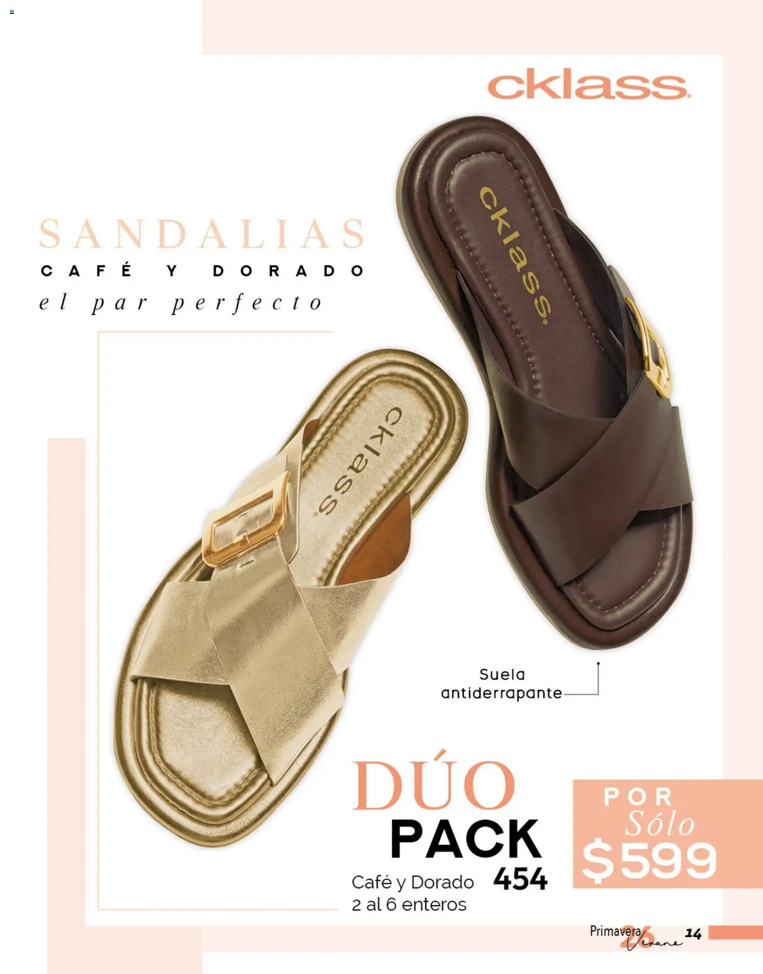 Vista previa las ofertas de la tienda Cklass - Catálogo Six & Dúo pack desde el 02/01/2026 - Café, Sandalias